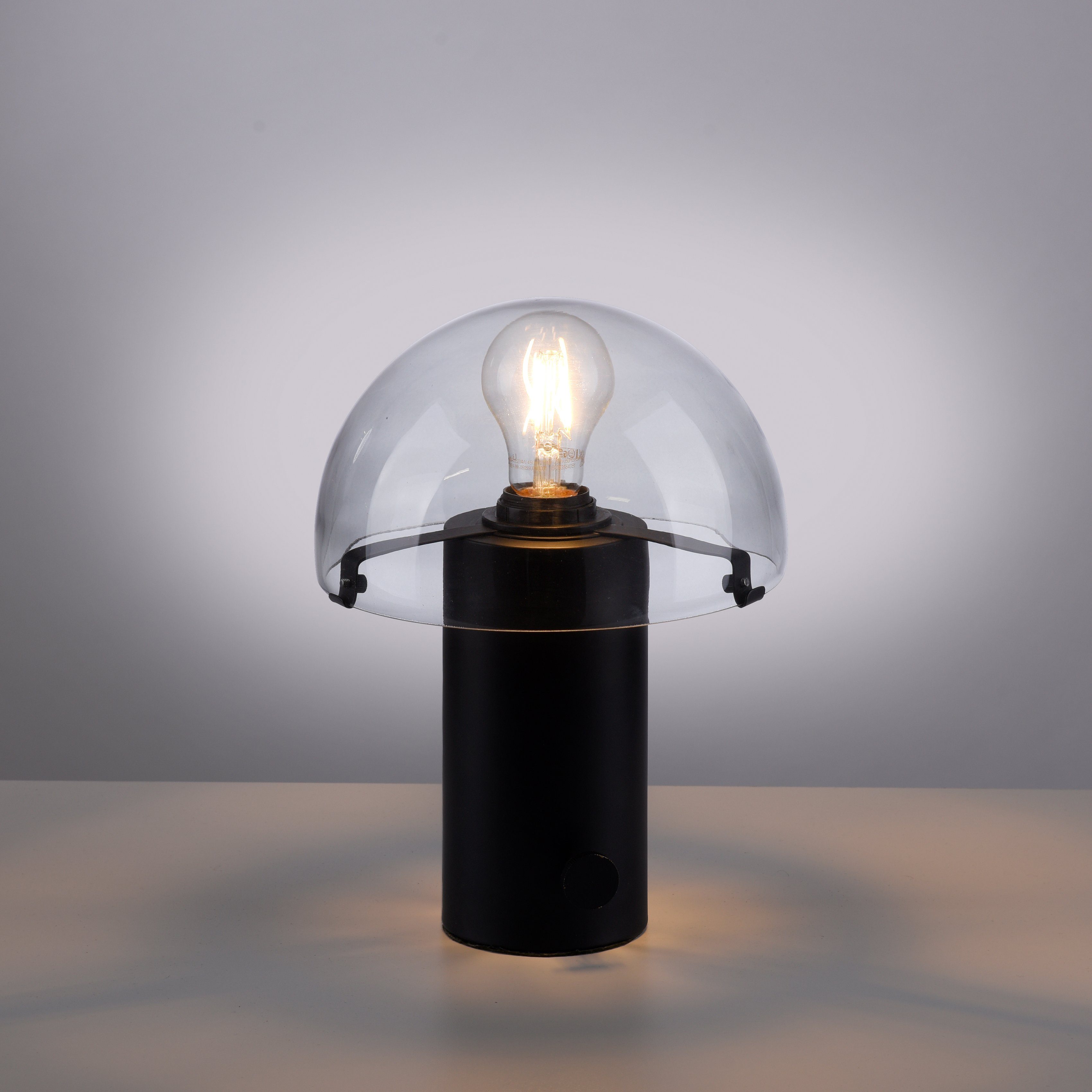 schwarz/rauchglas Pilzlampe Leuchtmittel, E27, ohne andas Ein-/Ausschalter, Drehschalter, skandinavisch Tischlampe Skickja, Tischleuchte