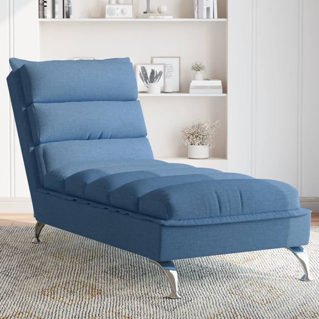 vidaXL Chaiselongue Chaiselongue mit Kissen Blau Stoff, 1 Teile