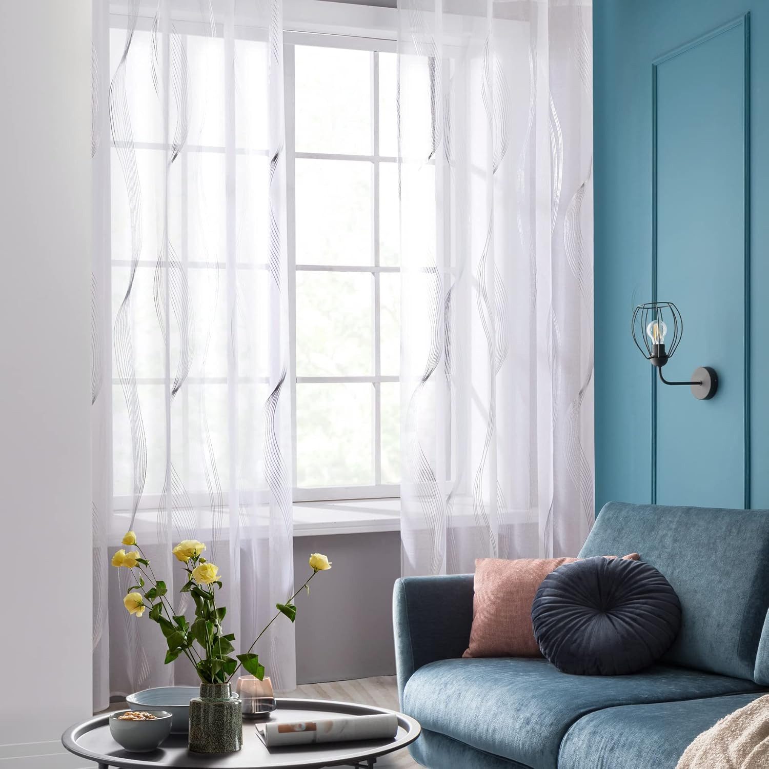 Deconovo Vorhang Voile Gardinen Ösenschal Transparent Ösenvorhang Wohnzimme günstig online kaufen