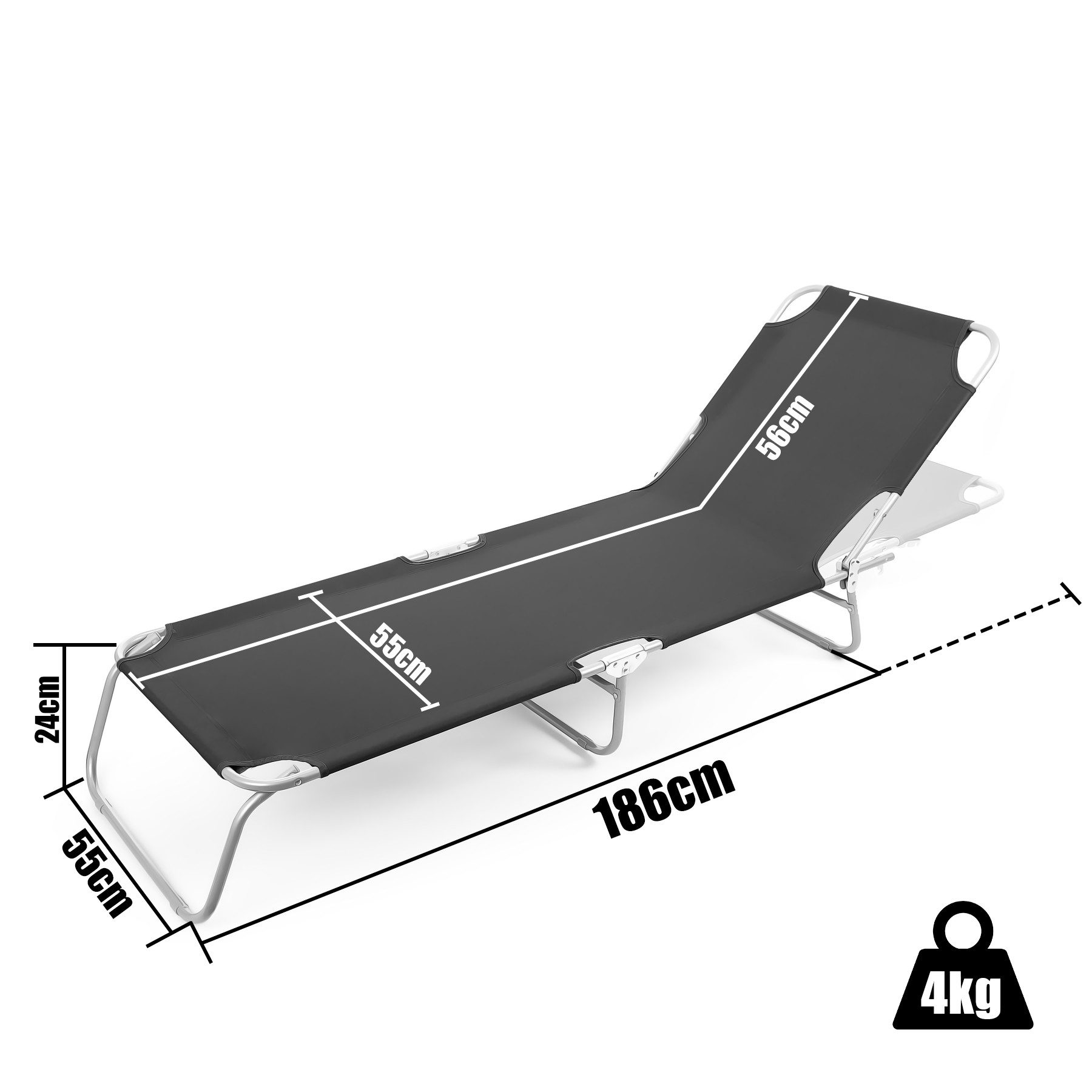 BigDean Gartenliege Sonnenliege klappbar 150 kg belastbar mit verstellbarer Rückenlehne, Packung, 1 St., Liege/n, Hochwertiger Stahlrohrrahmen, Polyester bespannung, 4kg leicht