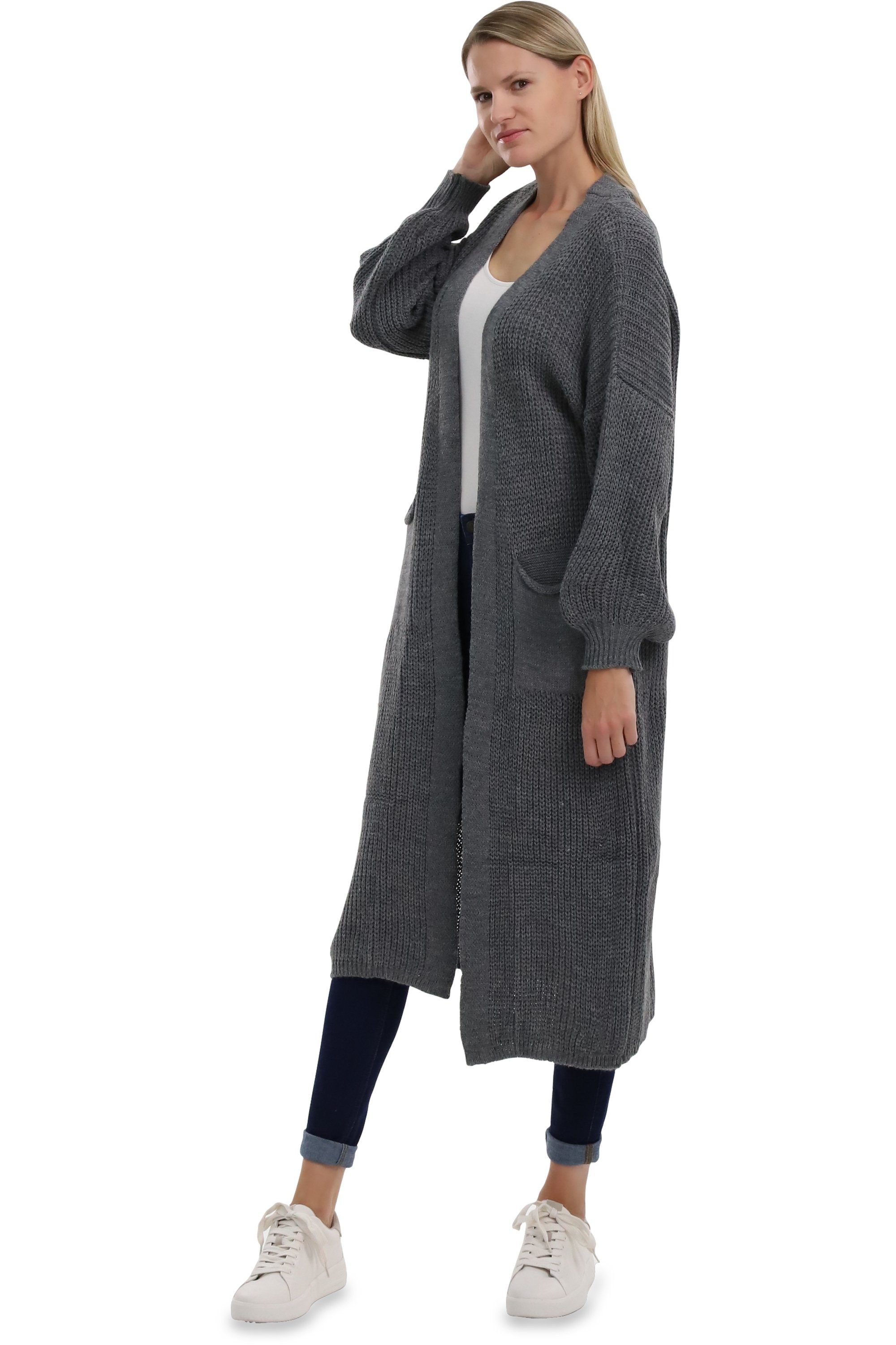 malito more than fashion Longstrickjacke malito Damen Strickmantel, schicker Cardigan, moderne Wollmantel, offene lange Strickjacke in Grobstrick-Optik – Bild 4 von 4