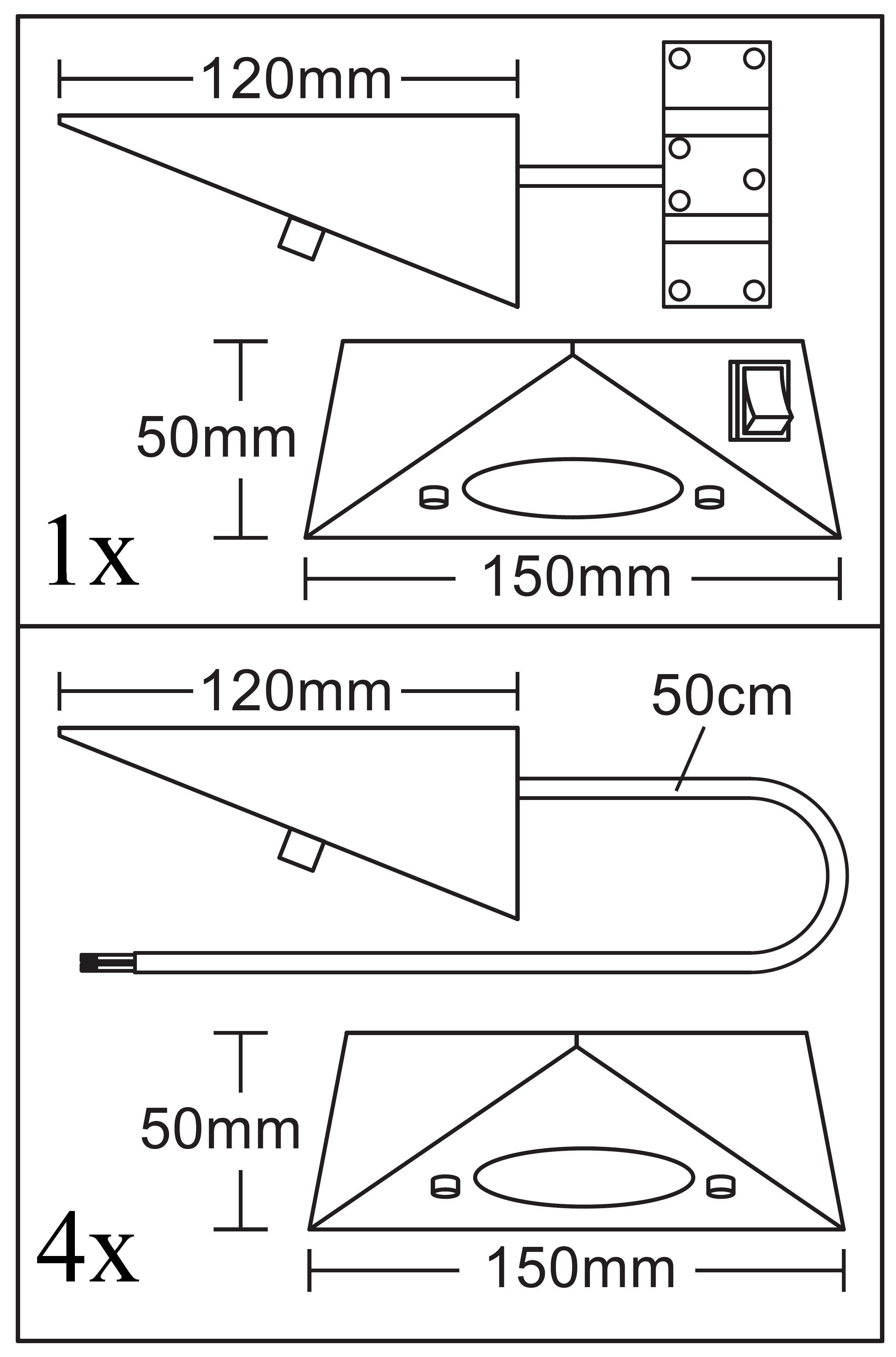 TRANGO LED Unterbauleuchte, 5er Set 6739-52 LED-Küchenunterbauleuchte *COOK* LED Einbauleuchte - Einbaustrahler aus Edelstahl inkl. 5x 4,8 Watt LED Modul 3000K warmweiß - direkt 230 Volt - beliebig erweiterbar, Schalter - Dreieckleuchte – Schrankleuchte