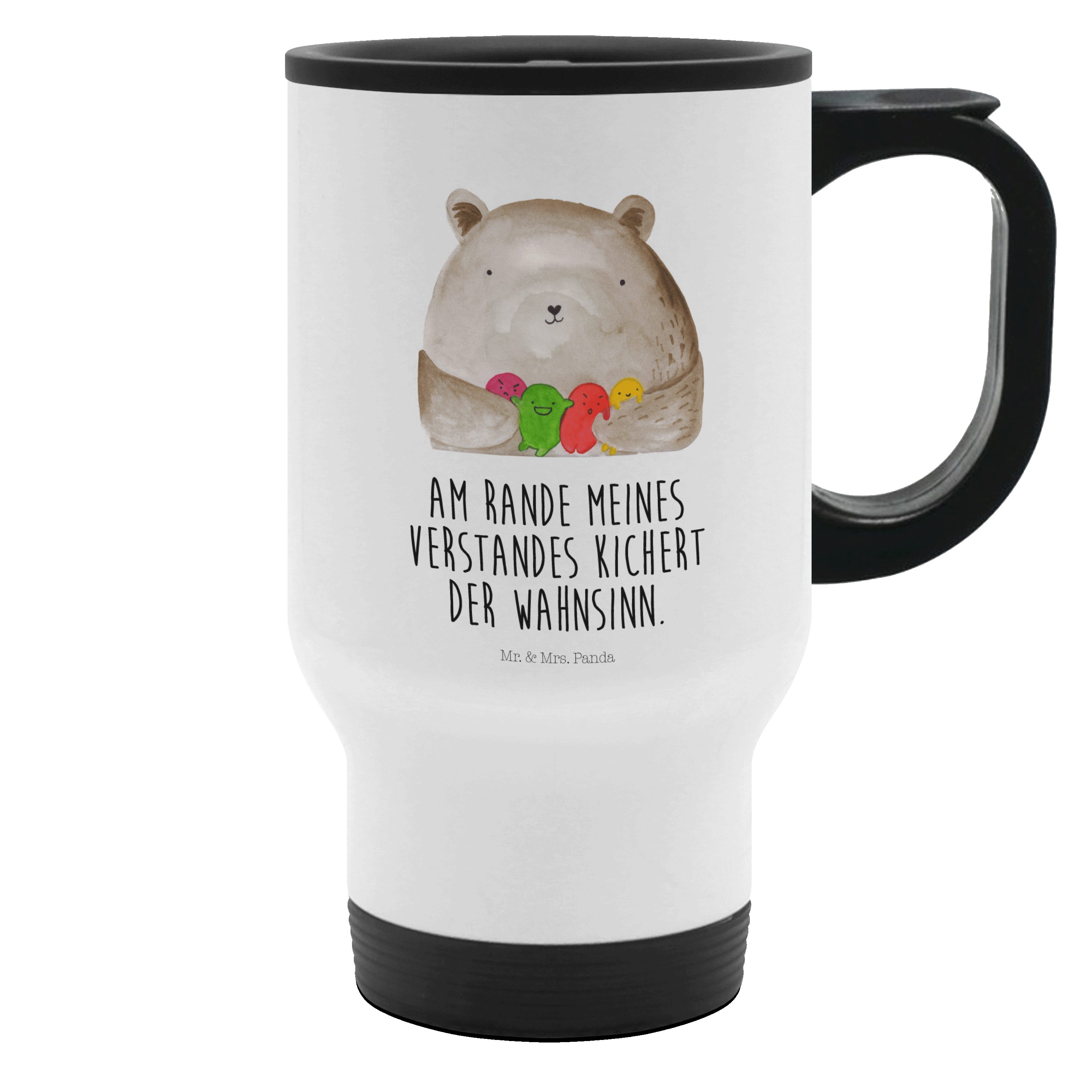 Mr. & Mrs. Panda Thermobecher Bär Gefühl - Weiß - Geschenk, Teddy, Teddybär, Kaffeetasse zum Mitneh, Edelstahl