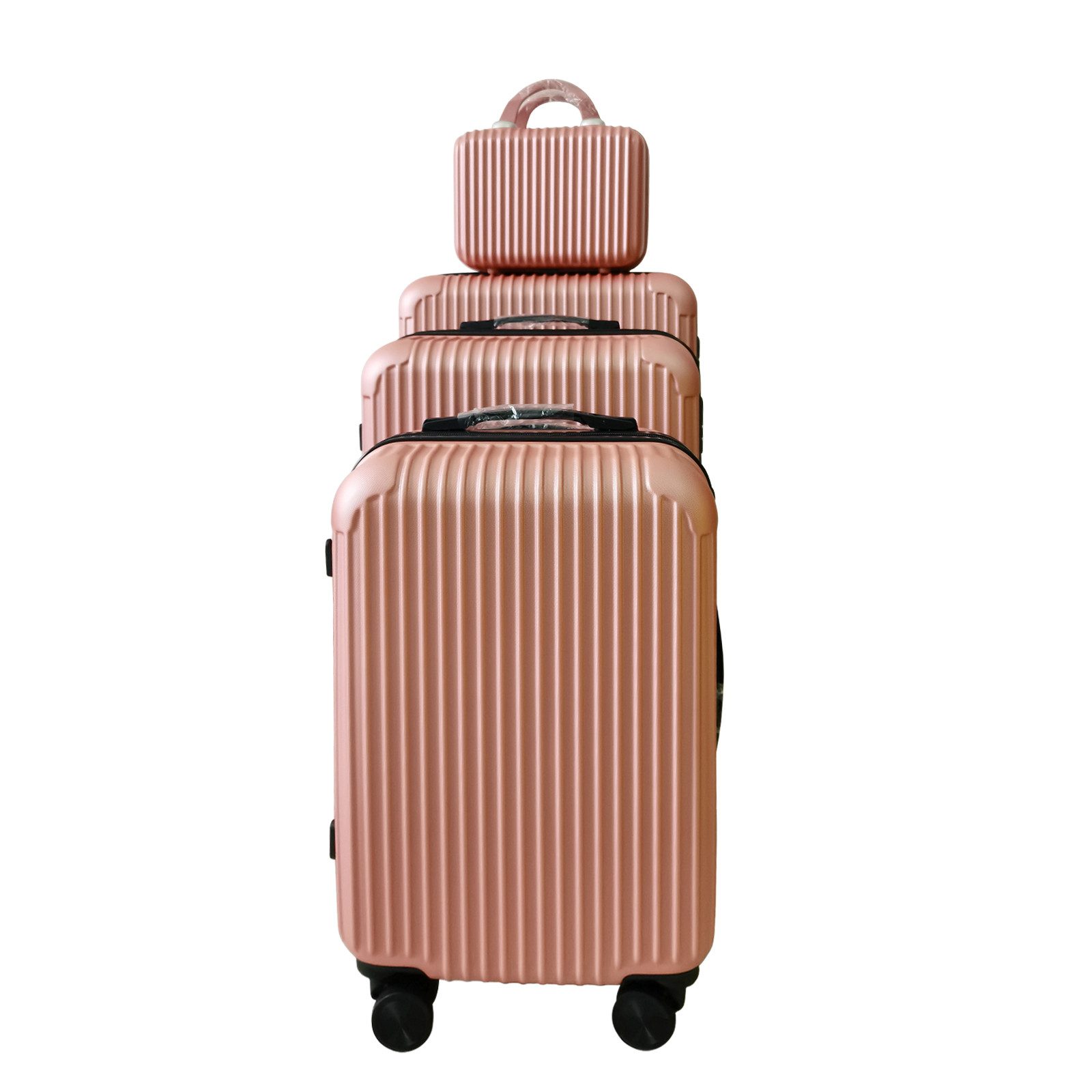 Hartschalen-Trolley Hartschalenkoffer 4er-Set Frenzi Rosegold