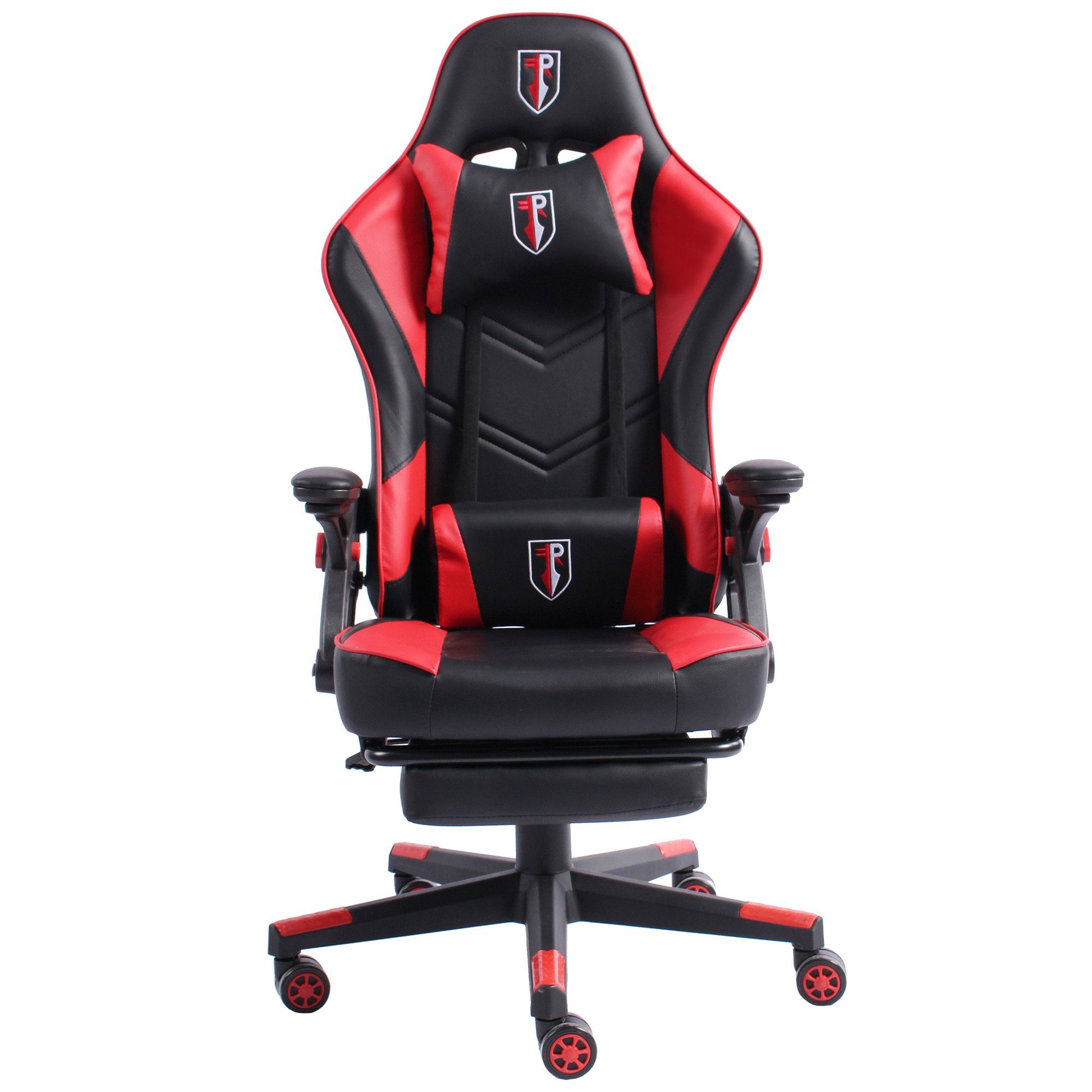 TRISENS Chefsessel Armando Fußstütze (1 Chefsessel Gaming Schwarz/Rot Stück), PC-Stuhl Racing-Design Bürostuhl Chair
