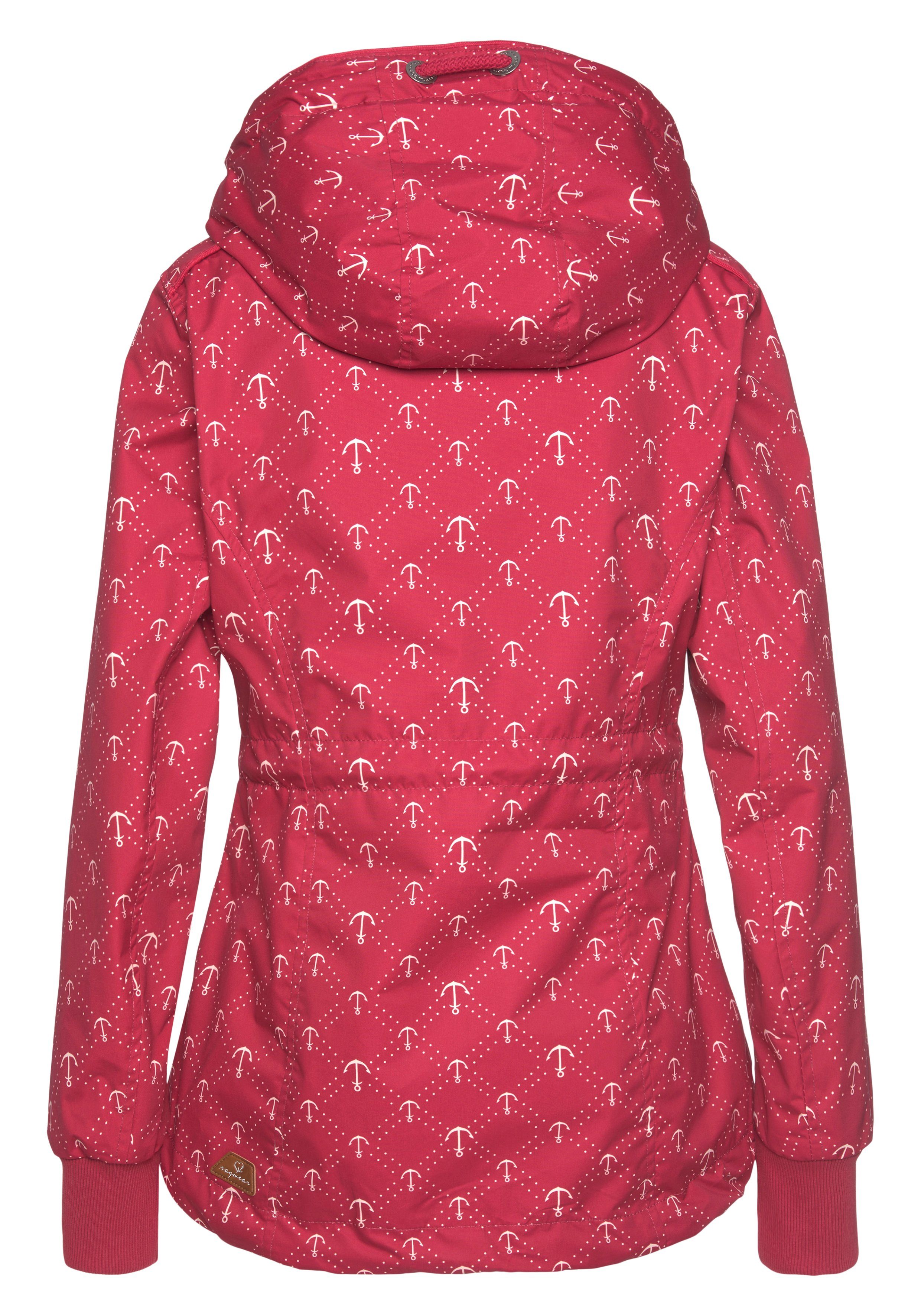 Kapuzenjacke Anker-Allover-Druck-Desgin im Ragwear red Style 4000 Urban Streetwear DANKA O mit MARINA Outdoorjacke