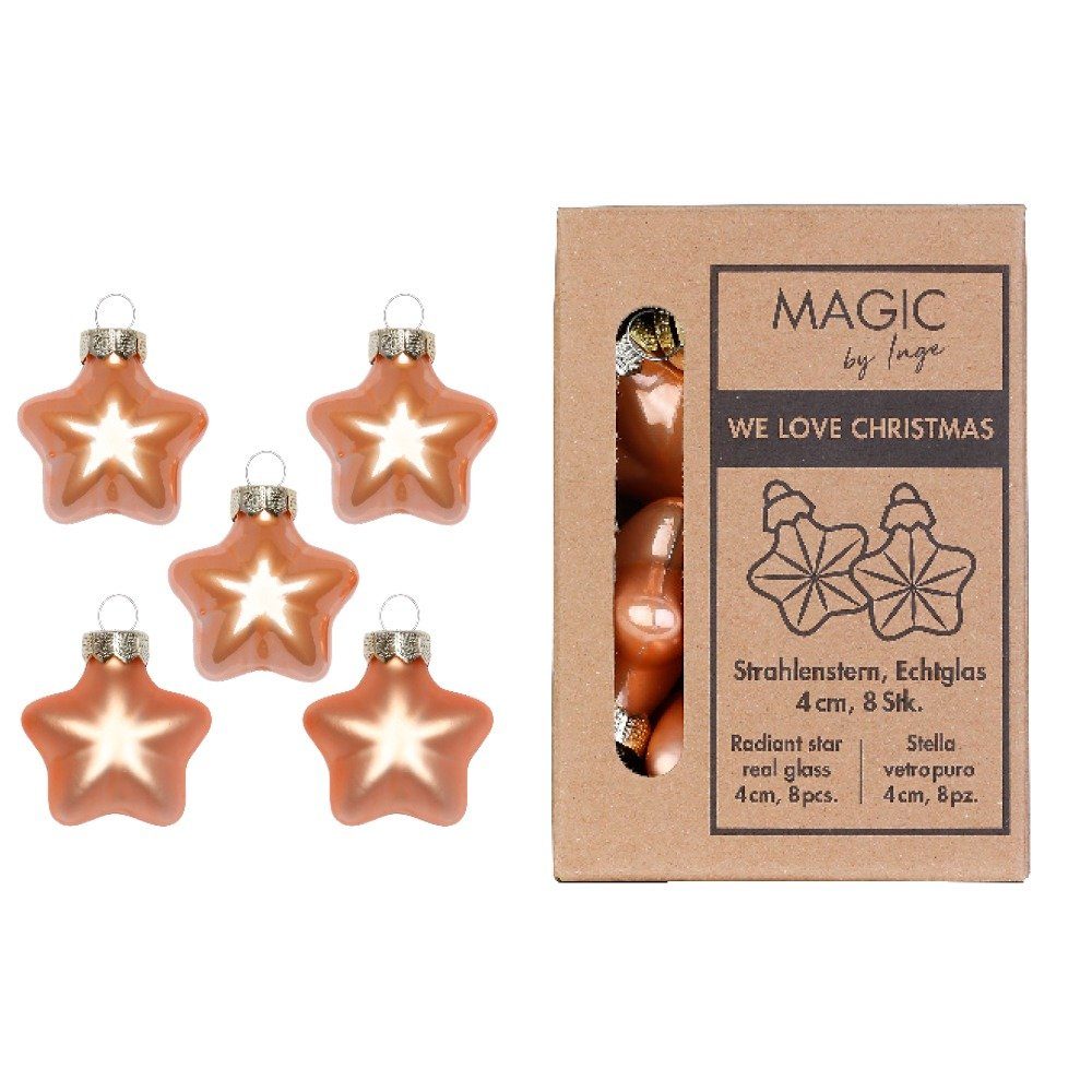 MAGIC by Inge Christbaumschmuck, Christbaumschmuck Sterne 4cm Glas 8 Stück - Sweet Melon