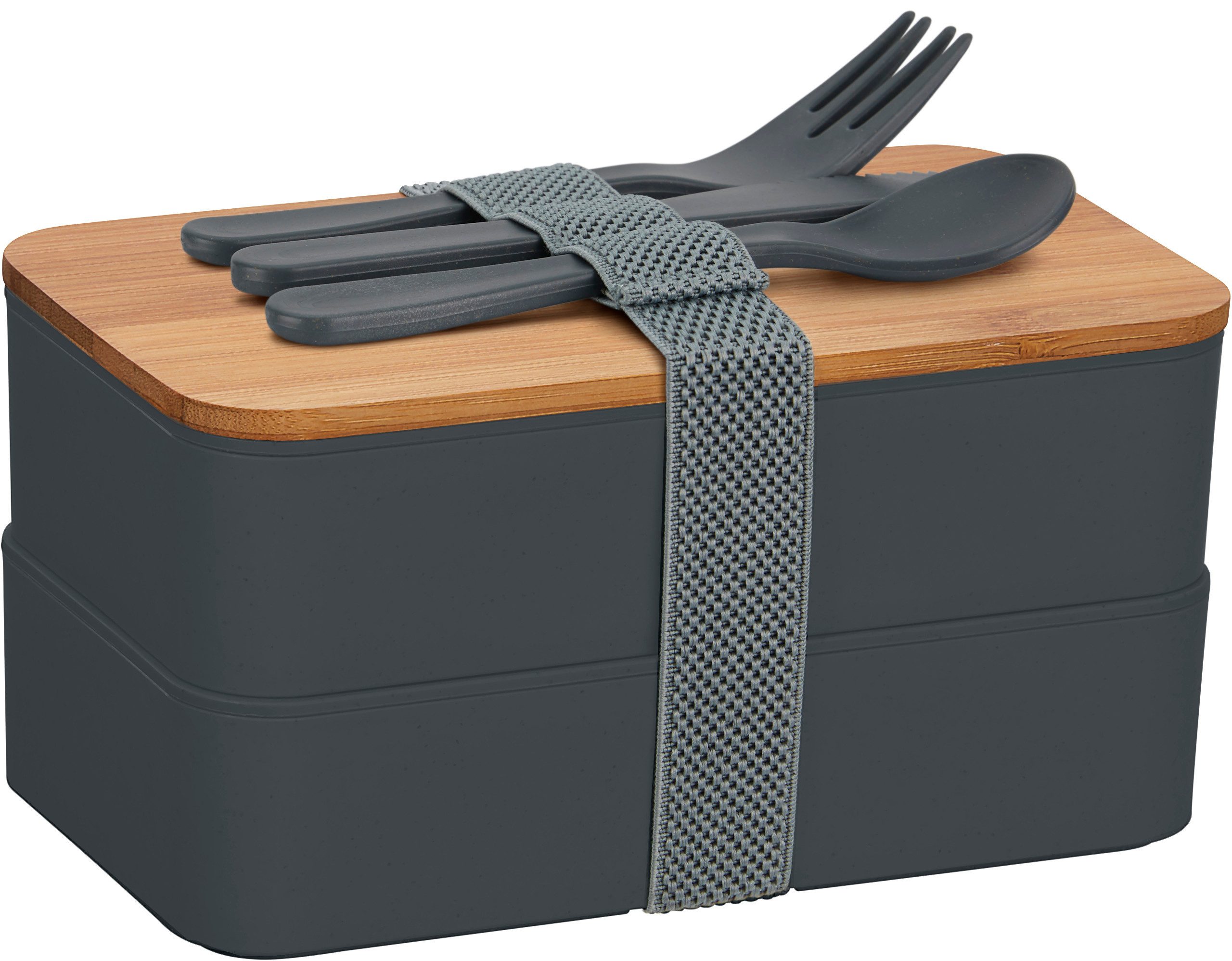 JD Sales Lunchbox hochwertige Doppel-Lunchbox mit Besteck und Schneidbrett aus Bambus, (1-tlg), nachhaltig Produziert