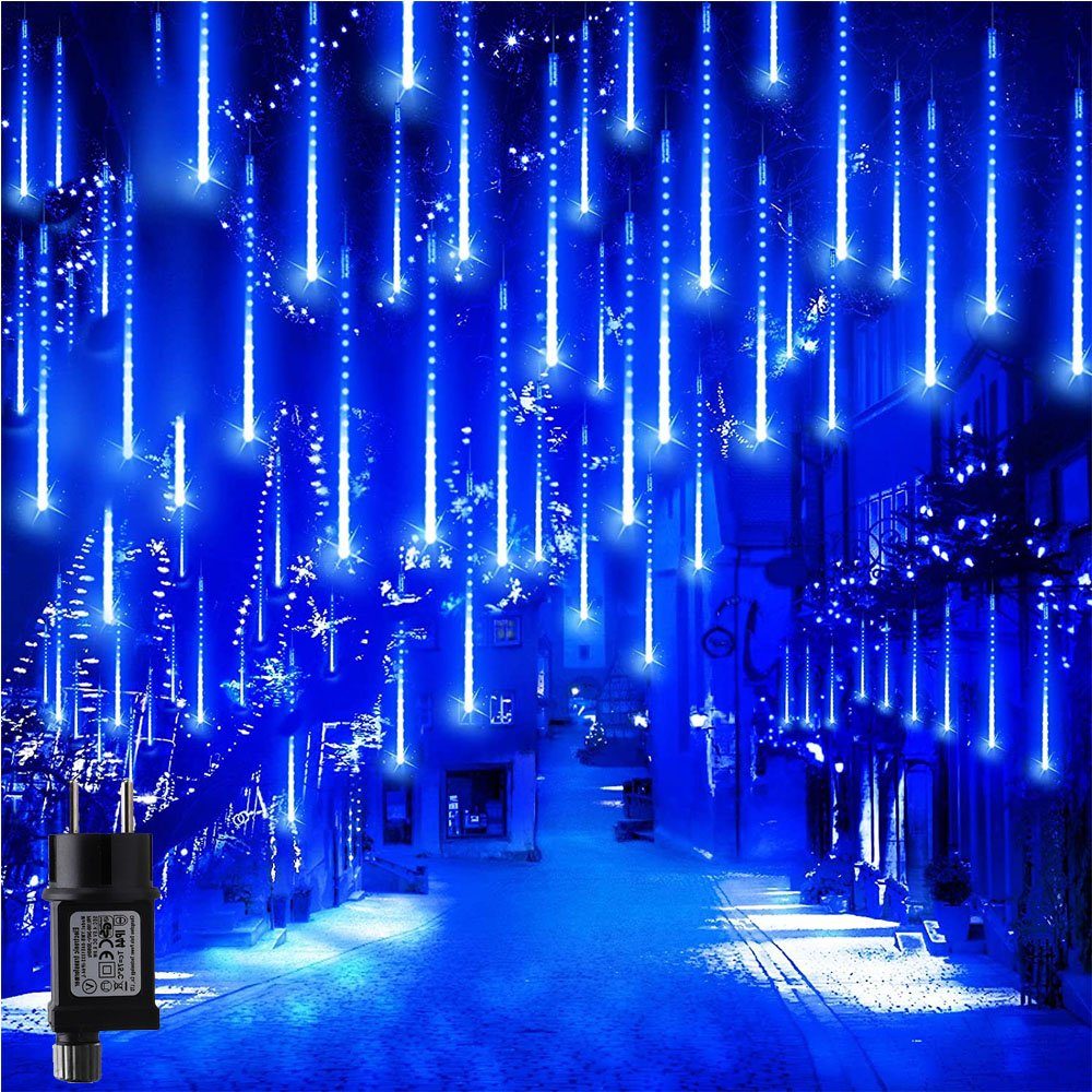 XERSEK LED-Lichterkette 3/4X Außen Lichterkette Beleuchtung Schneefall  Lichterregen Xmas Dekor, Eiszapfen Weihnachts Lichtervorhang Outdoor 8  Röhren 288LEDs