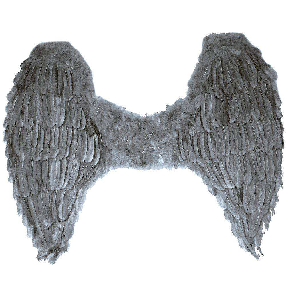 Kostüm-Flügel Engelsflügel 70 x 65 cm, Federn Grau