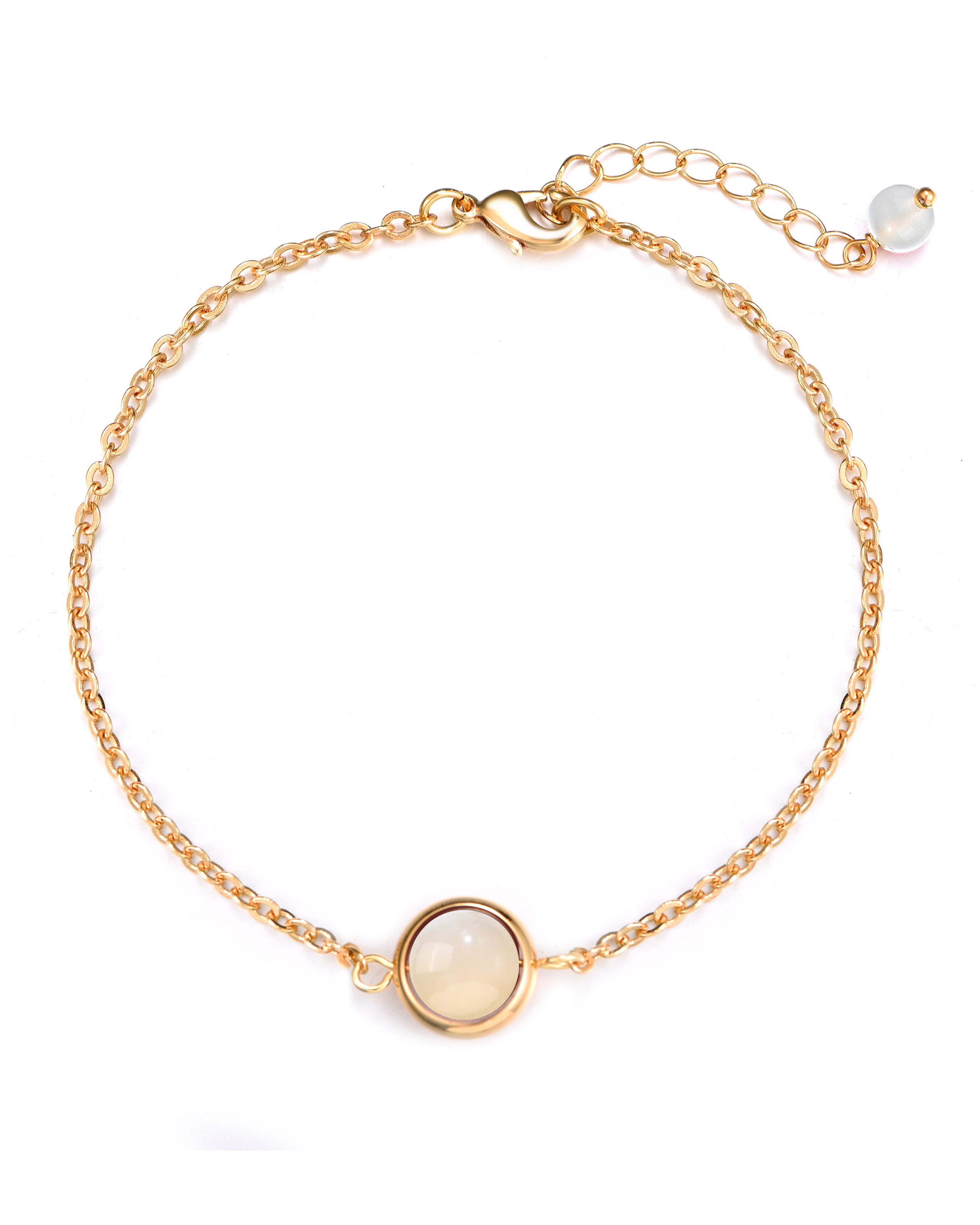 MayTree Armband Rondo, weißer Mondstein (Stück, 1-tlg), 18K vergoldete Kupferkette mit Verlängerungskette, verstellbar