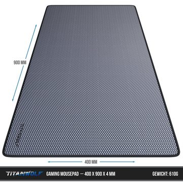 Titanwolf Gaming Mauspad, XXL, glattes Stoffgewebe, Speed Mousepad 900 x 400mm große Fläche