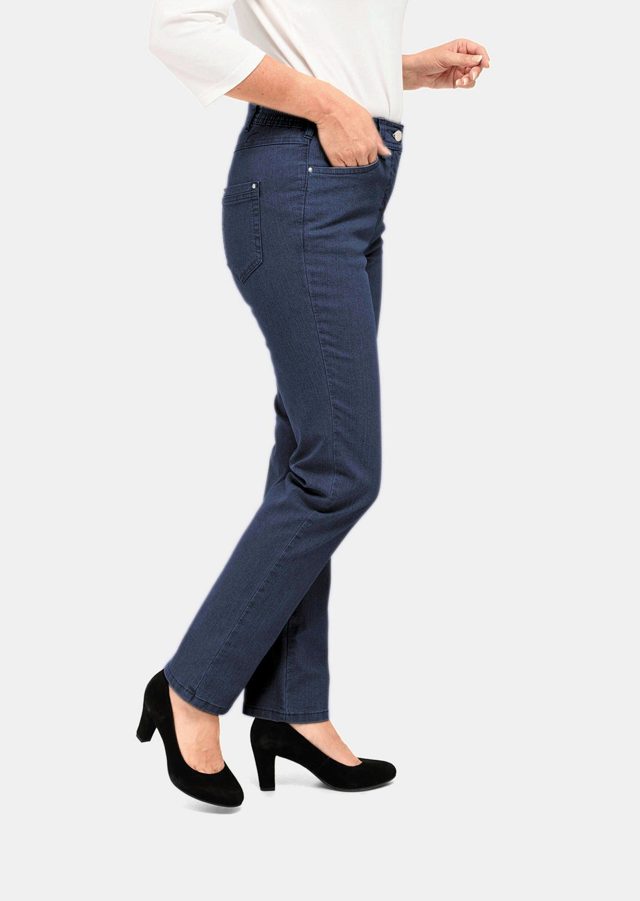 Bequeme Klassische Jeans Kurzgröße: Jeanshose Carla GOLDNER dunkelblau