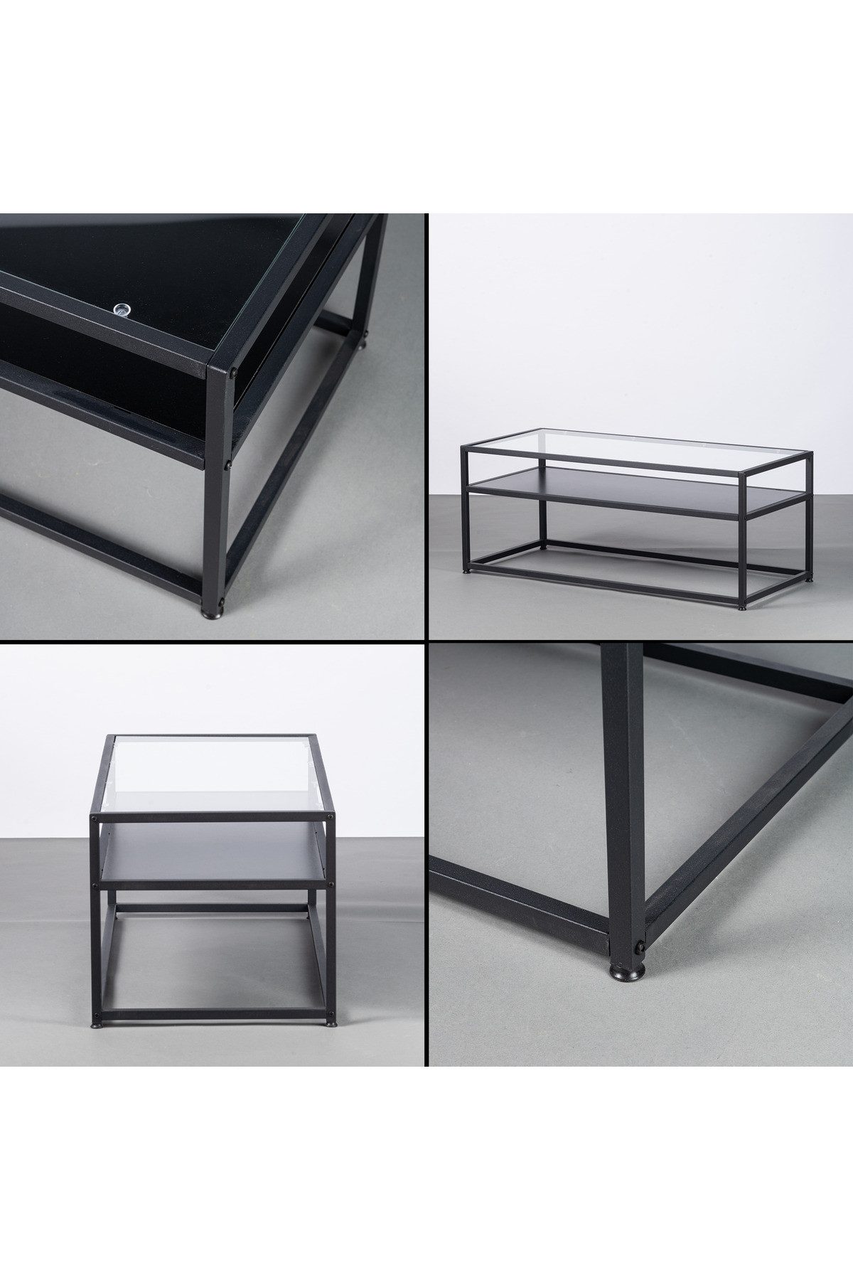 en.casa Couchtisch, mit Ablageboden, Sicherheitsglas, schwarz 91144055