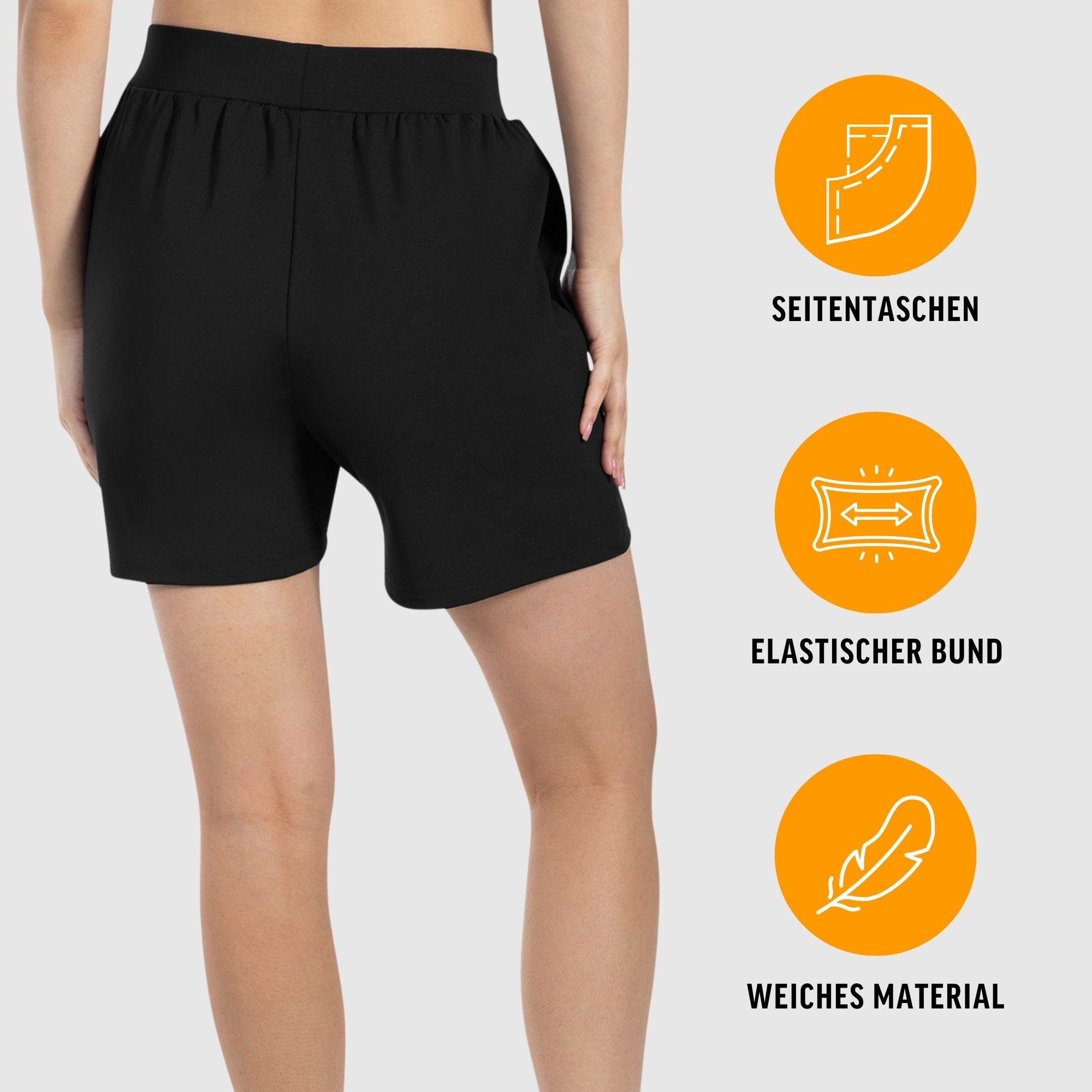Smilodox Shorts Corry, lockere Freizeithose mit breitem Bund & Eingrifftaschen Radlerhose weiches Material, Bequeme Sommershorts, Alltag Relax