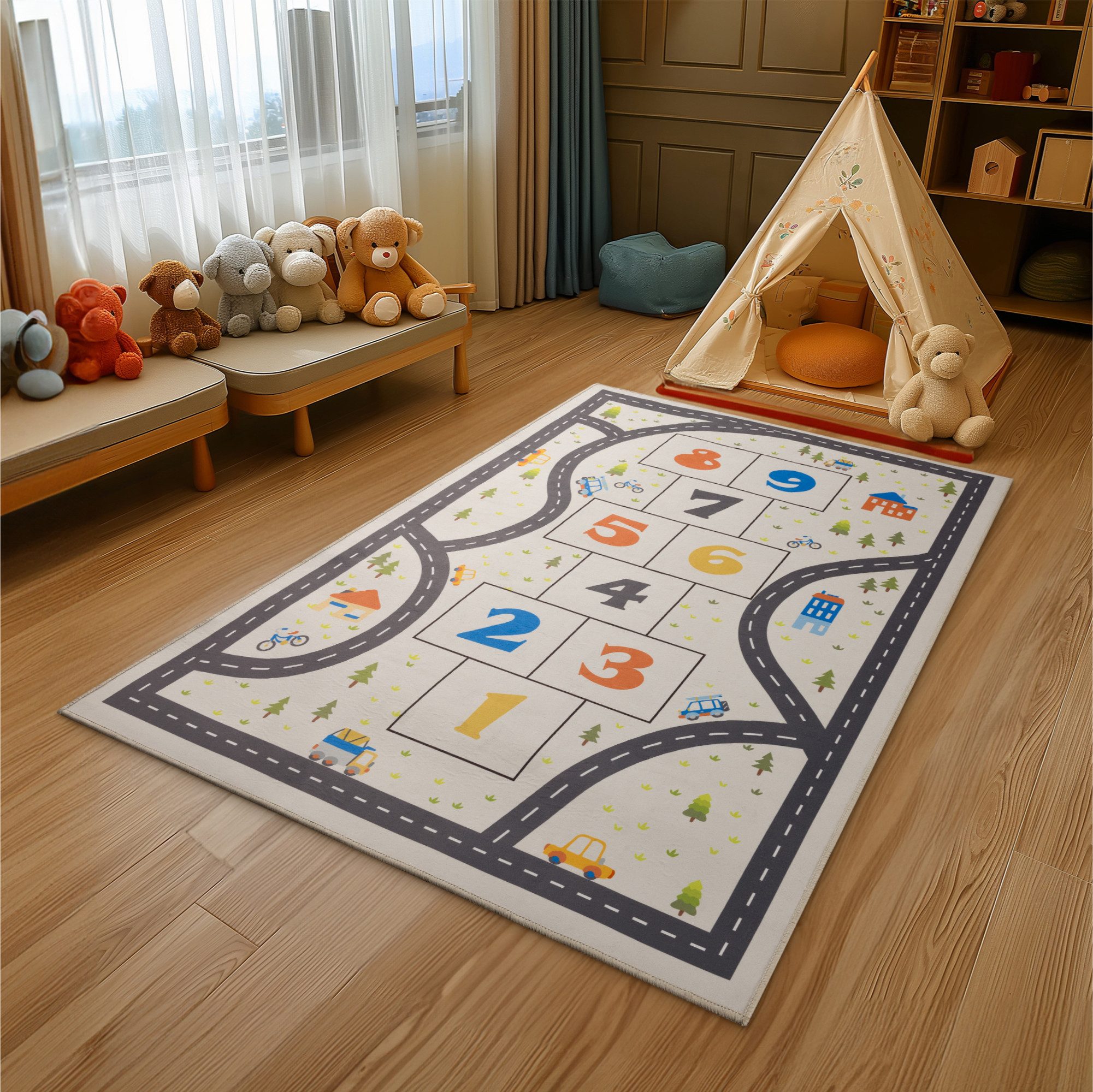 Wolldecke Spielteppich Straße - Autoteppich Kinder - Spielteppich Kinder, Navaris