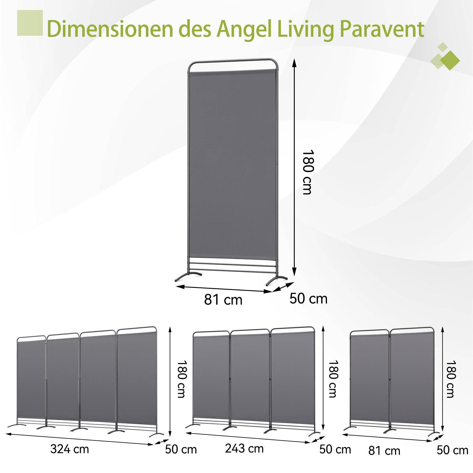 Angel Living Paravent Klappbarer Freistehender Sichtschutz aus Polyester, 8 günstig online kaufen