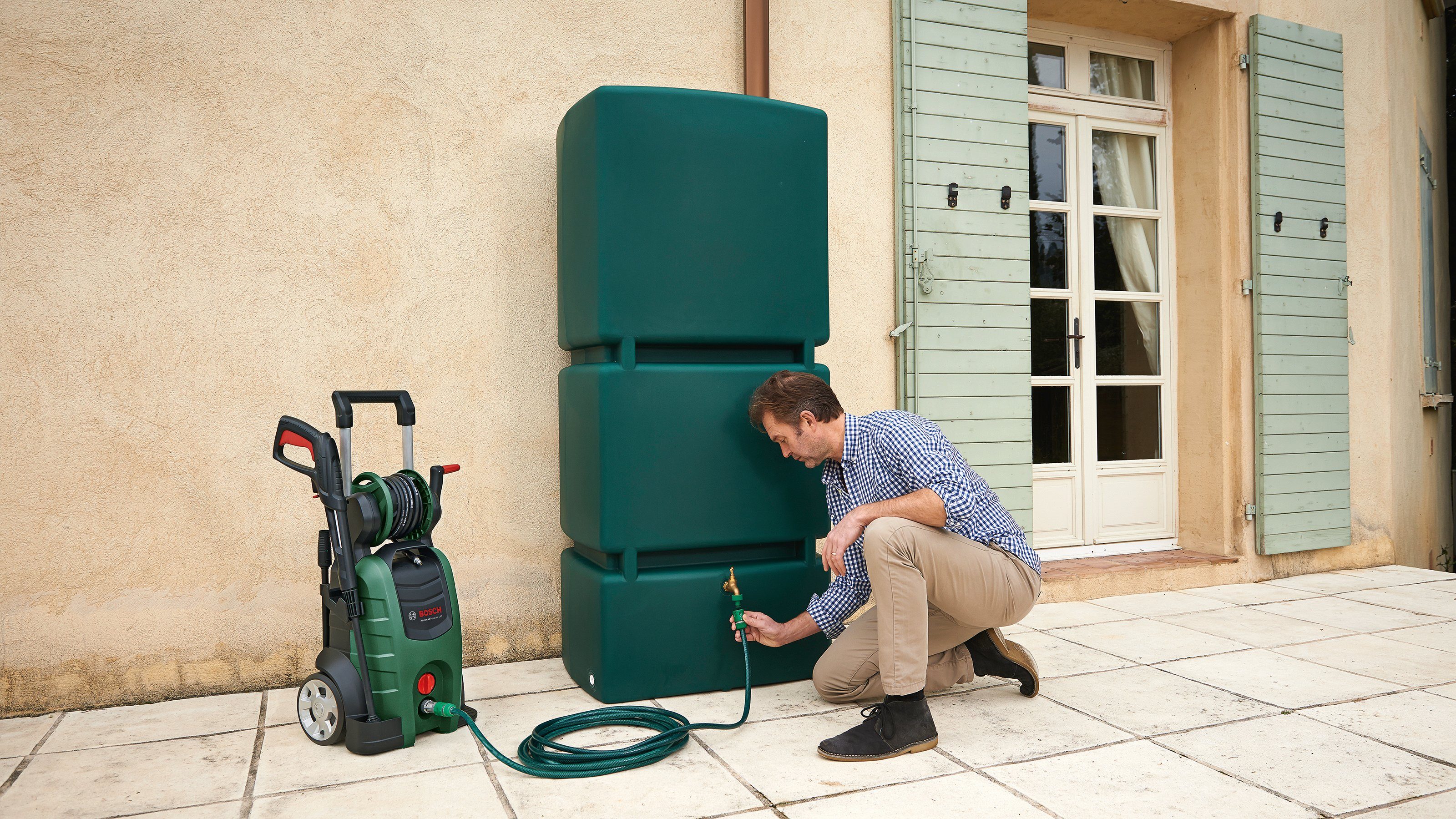 Bosch Home & Garden Hochdruckreiniger AdvancedAquatak 140, Druck max: 140 bar, Fördermenge max: 450 l/h, Inkl. Schlauch, Flachstrahldüse und Metall-Pistole