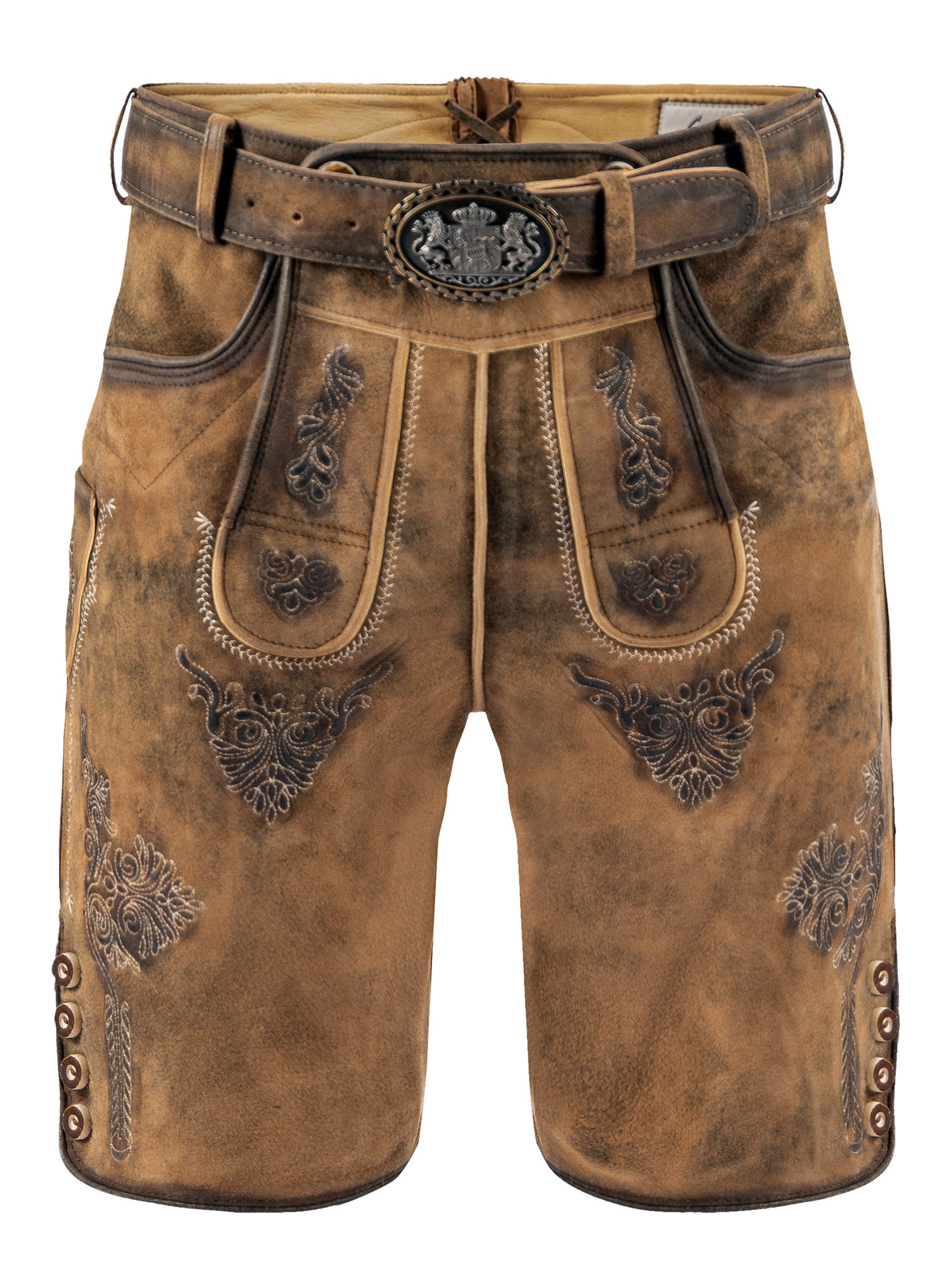 FUCHS Trachtenlederhose Trachtenlederhose Herren kurz Hellbraun Antik Echtleder (1-tlg)
