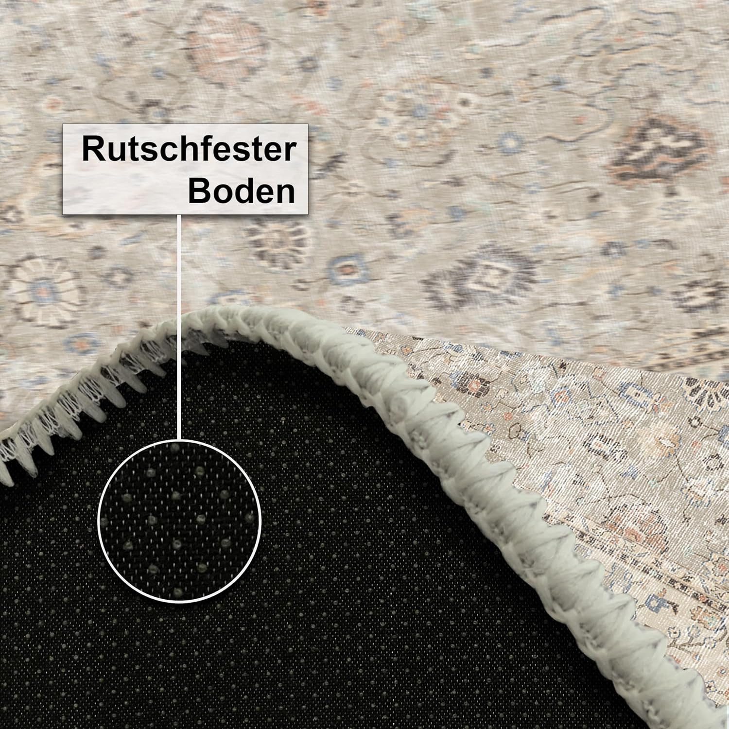 Bamyum Teppich Monty Teppich mit Chenille-Druck, Waschbarer, Antibakteriell Teppich, Einzelstück – Bild 4 von 5