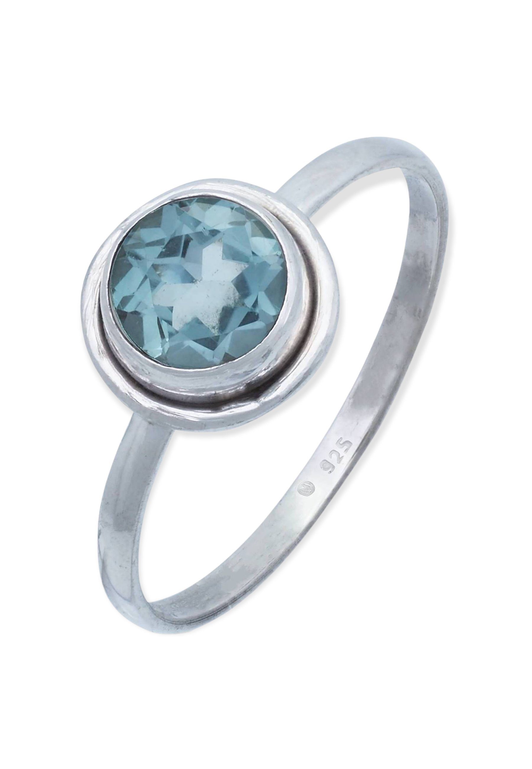 mantraroma Silberring 925er Silber mit Blau Topas facettiert