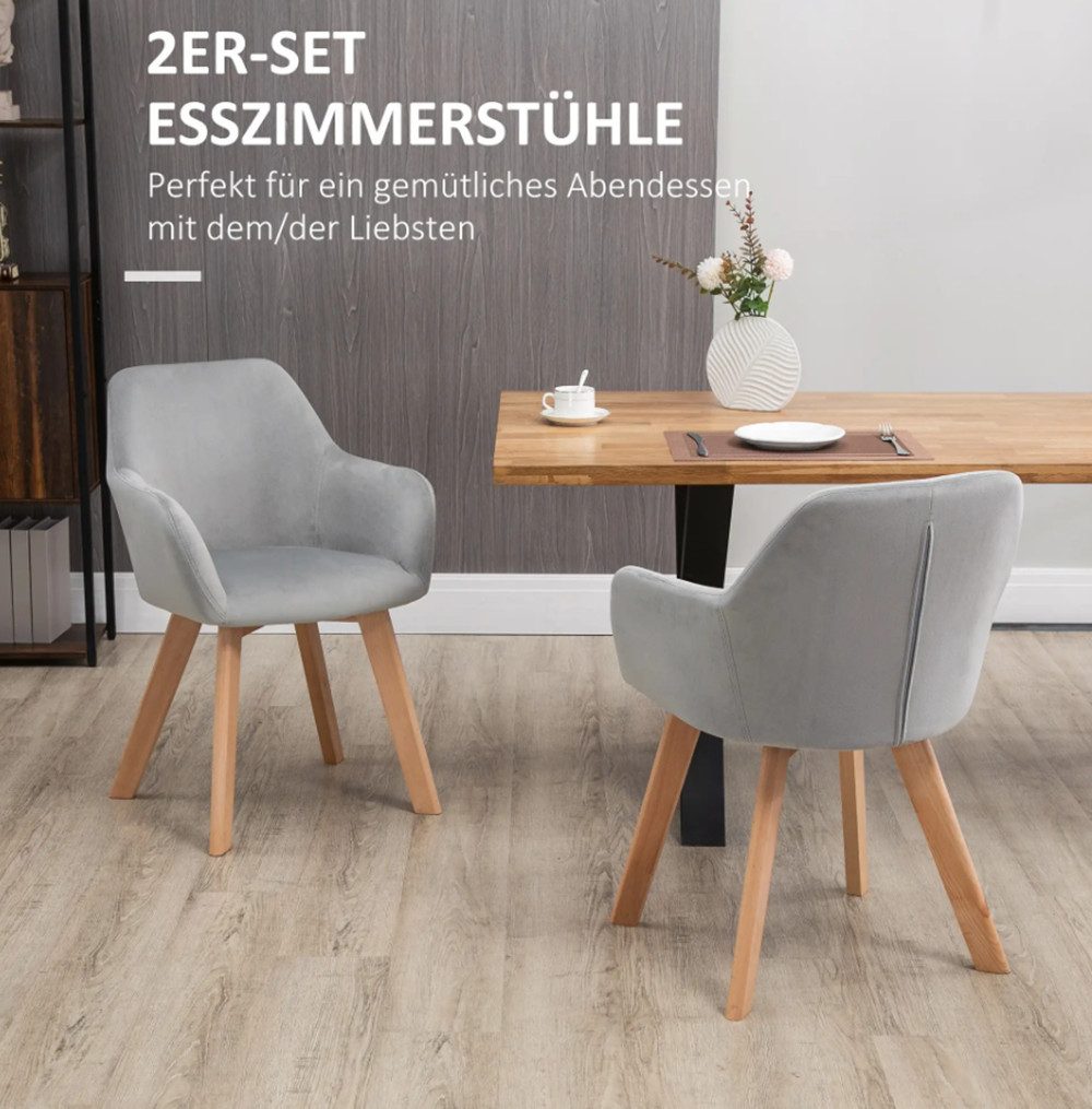 XDeer Stuhl 2er-Set Stühle, Esszimmerstühle, Polsterstuhl, Küchenstuhl, 54 cm x 57 cm x 80 cm