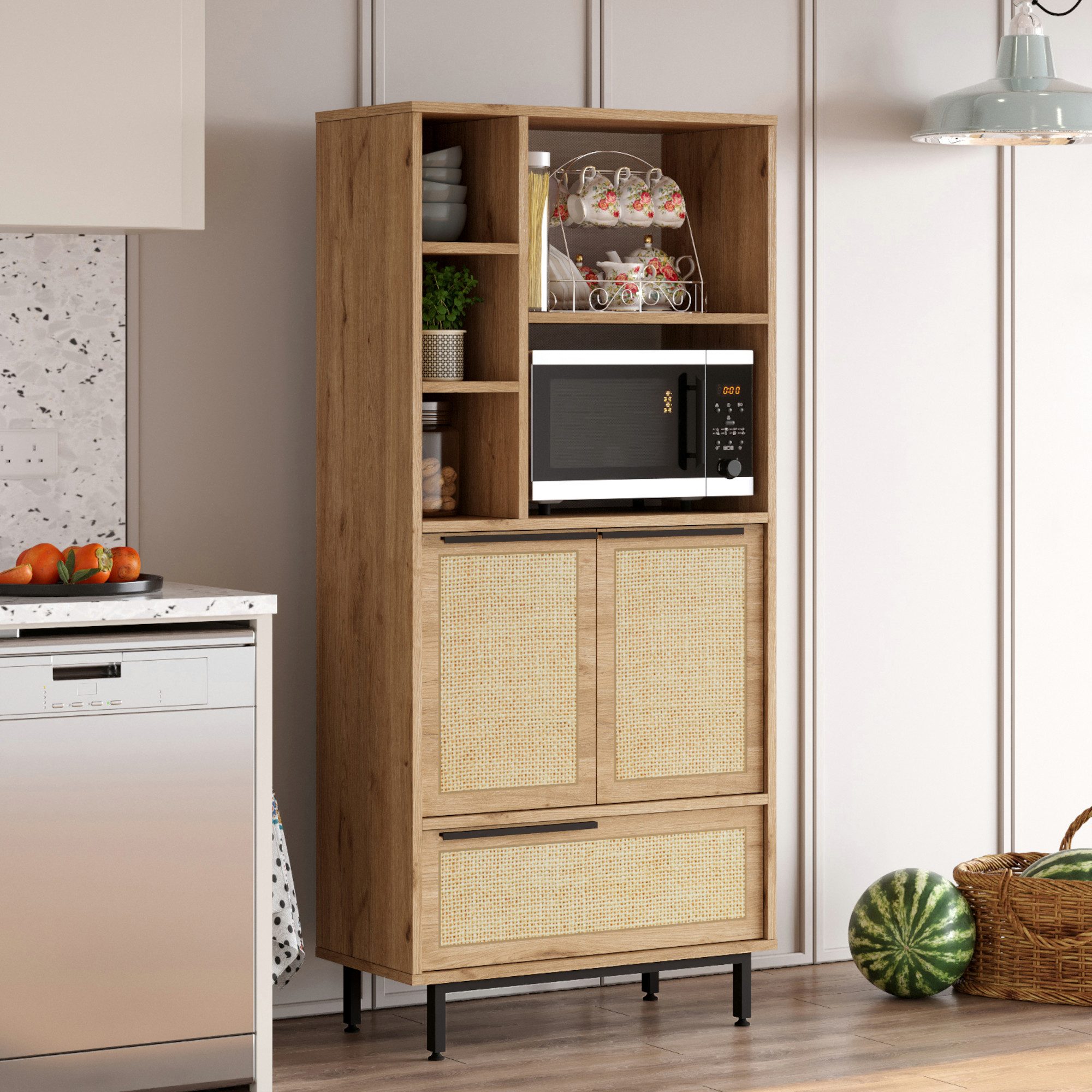 en.casa Küchenbuffet »Kvænangen« 162x75x36 cm Eichenoptik günstig online kaufen