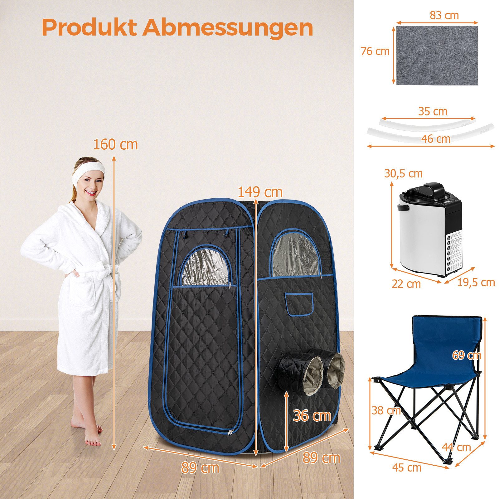 Thumbnail - KOMFOTTEU Sauna, tragbares Dampfsauna, Heimsauna für 1 oder 2 Personen