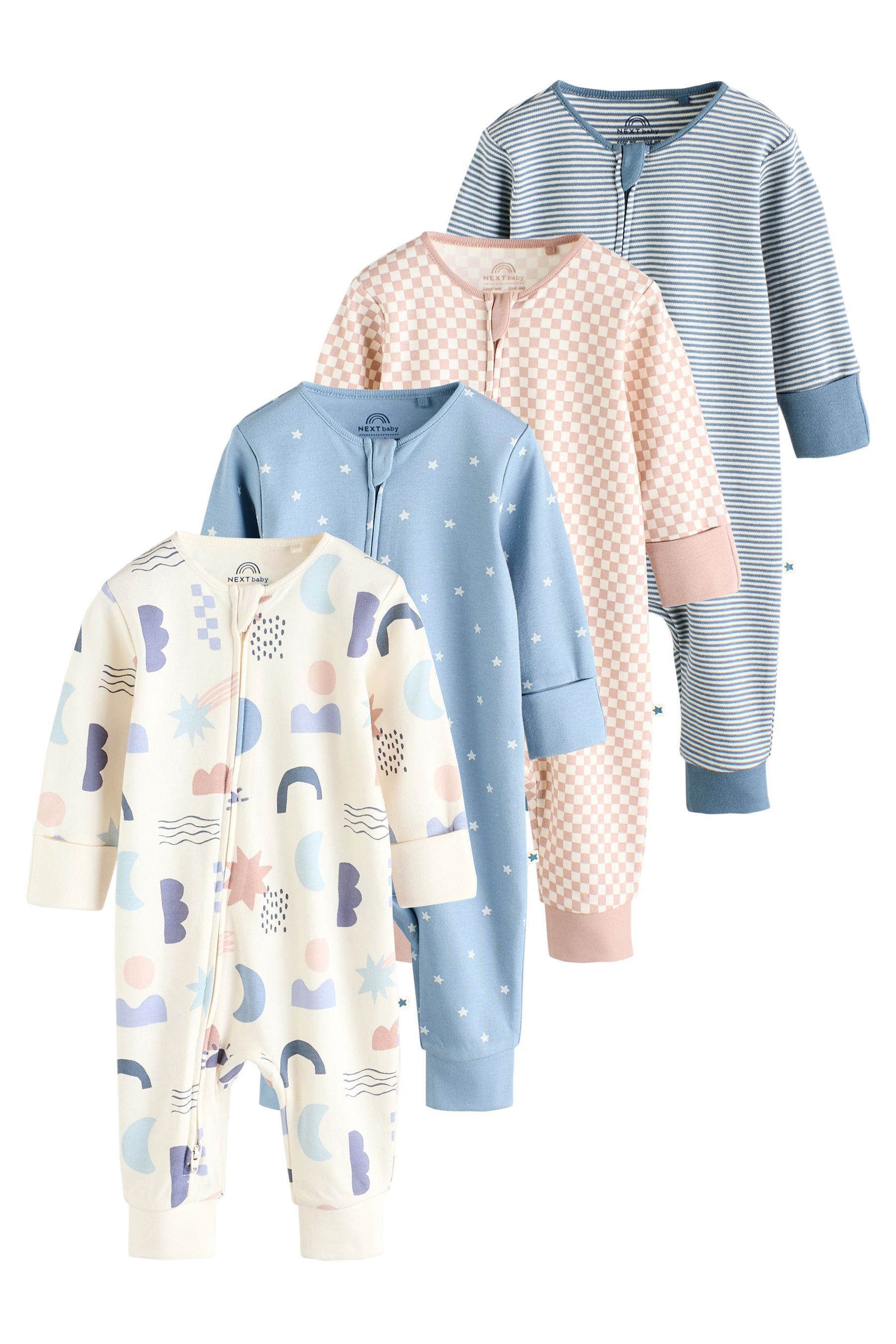 Schlafoverall 4er-Pack Fußlose Baby Schlafanzüge mit 2-Wege-RV