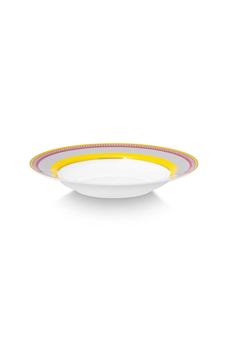 PiP Studio Suppenteller CHIQUE Suppenteller gelb 23,5cm, Deep Plate Pip Chique Stripes Yellow 23.5cm