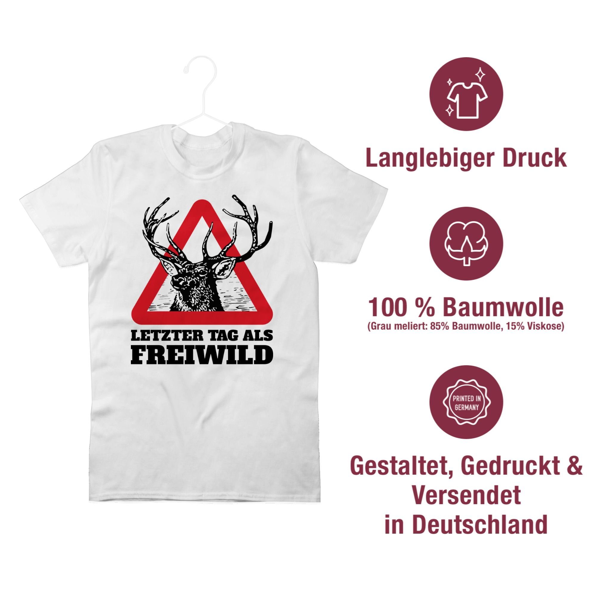 Shirtracer T-Shirt Letzter Tag als Freiwild JGA Männer