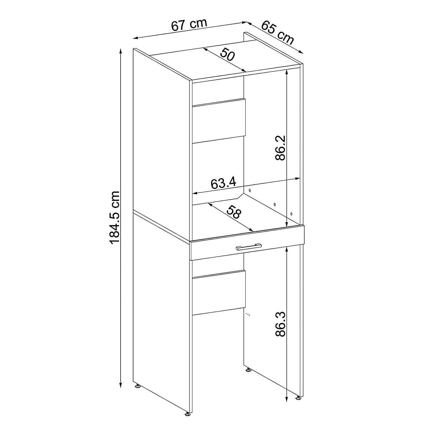 Schwarz schwarz und Waschmaschine für (Waschmaschinenschrank | Waschmaschinenumbauschrank Roomart Überbauschrank) Trockner