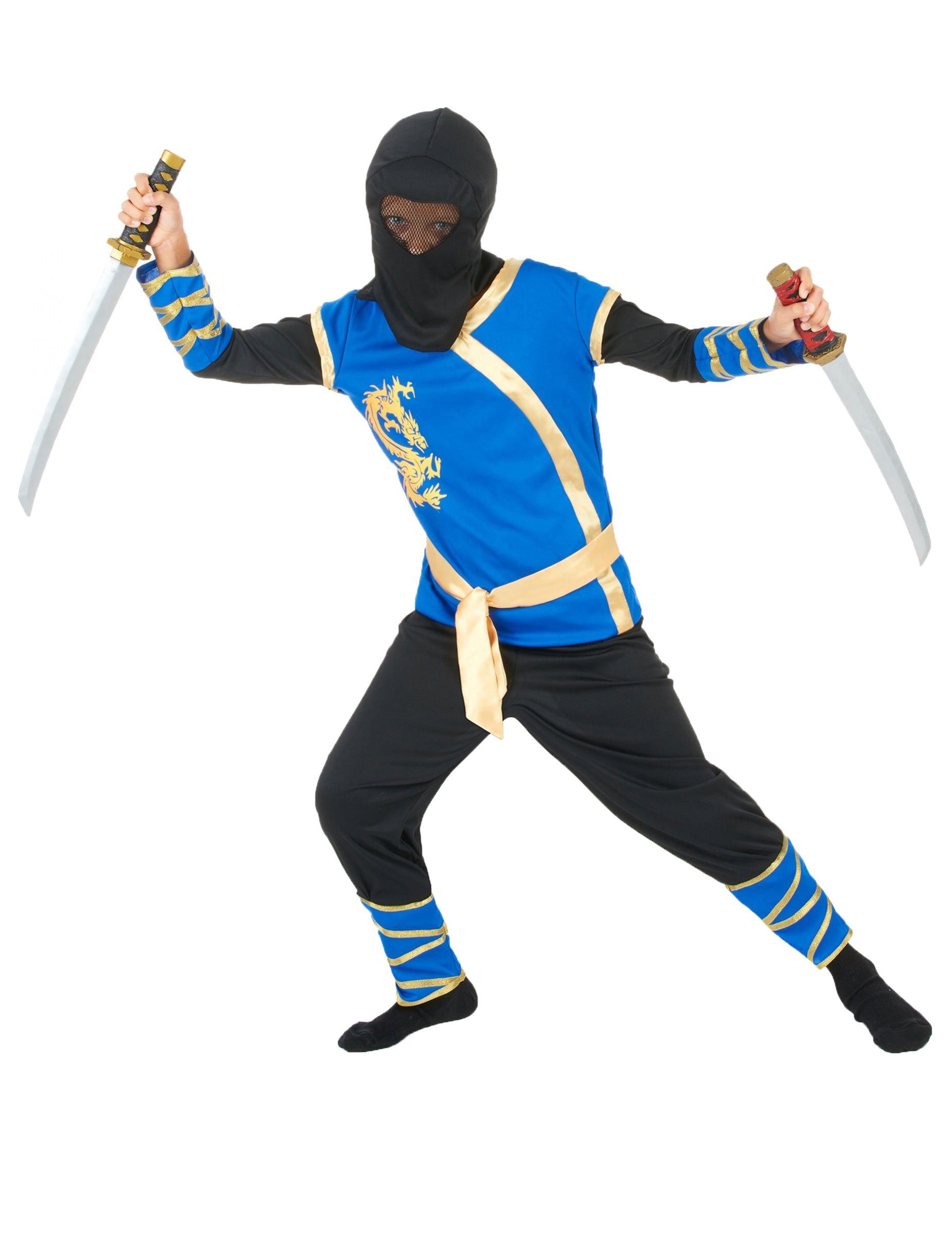 JADEO Kostüm Ninja Krieger Kinderkostüm schwarz-blau