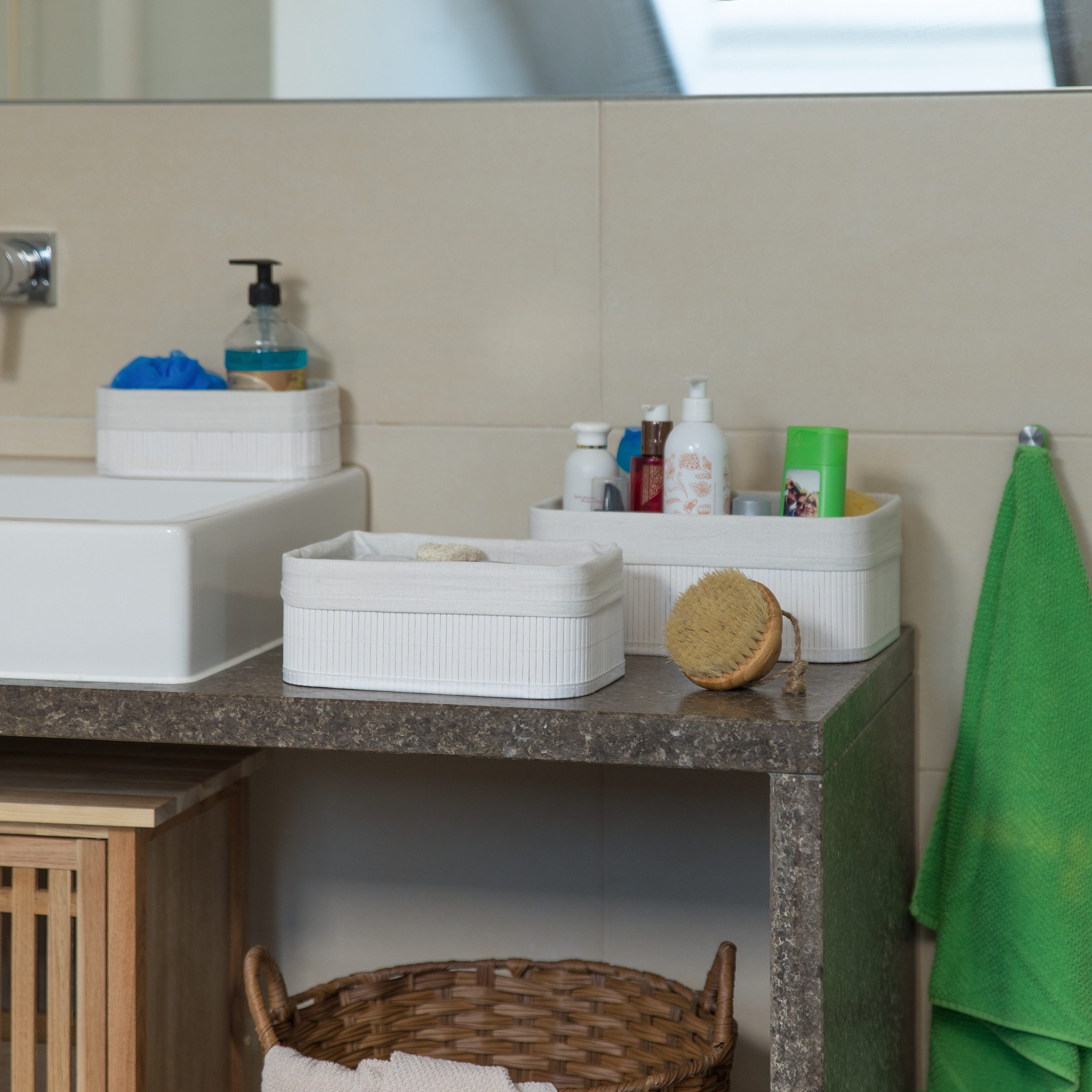 relaxdays Aufbewahrungskorb 6 x Aufbewahrungskorb Bad weiß günstig online kaufen