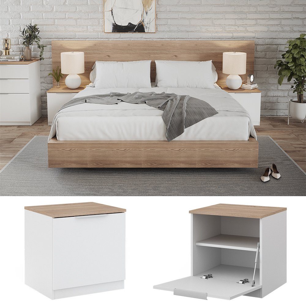 Vicco Nachtschrank Betti, Weiß/Sonoma, 50 x günstig online kaufen