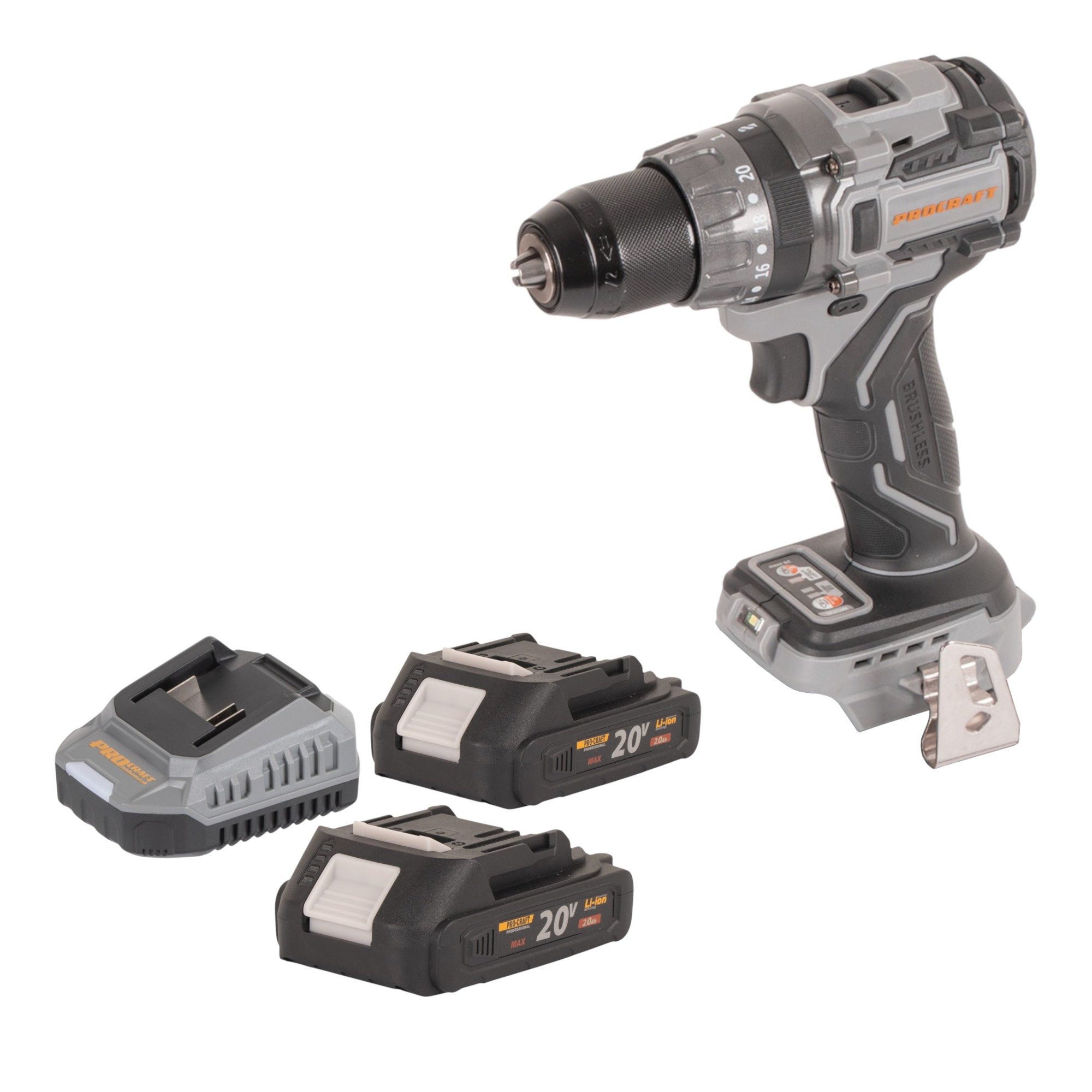 PROCRAFT industrial Akku-Schrauber CD20Abb 20 V 85 Nm + 2x Akku 2,0 Ah + Ladegerät