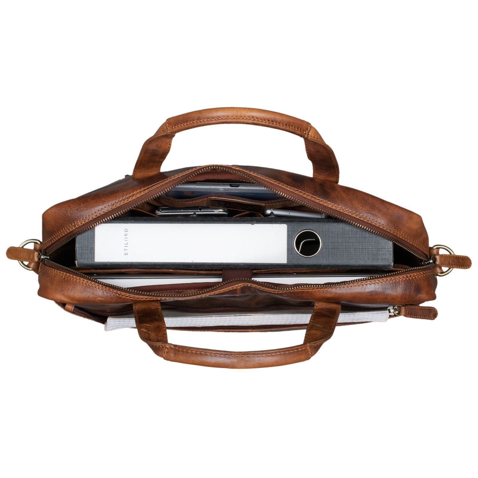 STILORD Laptoptasche "Geralt" Vintage Ledertasche zum Umhängen