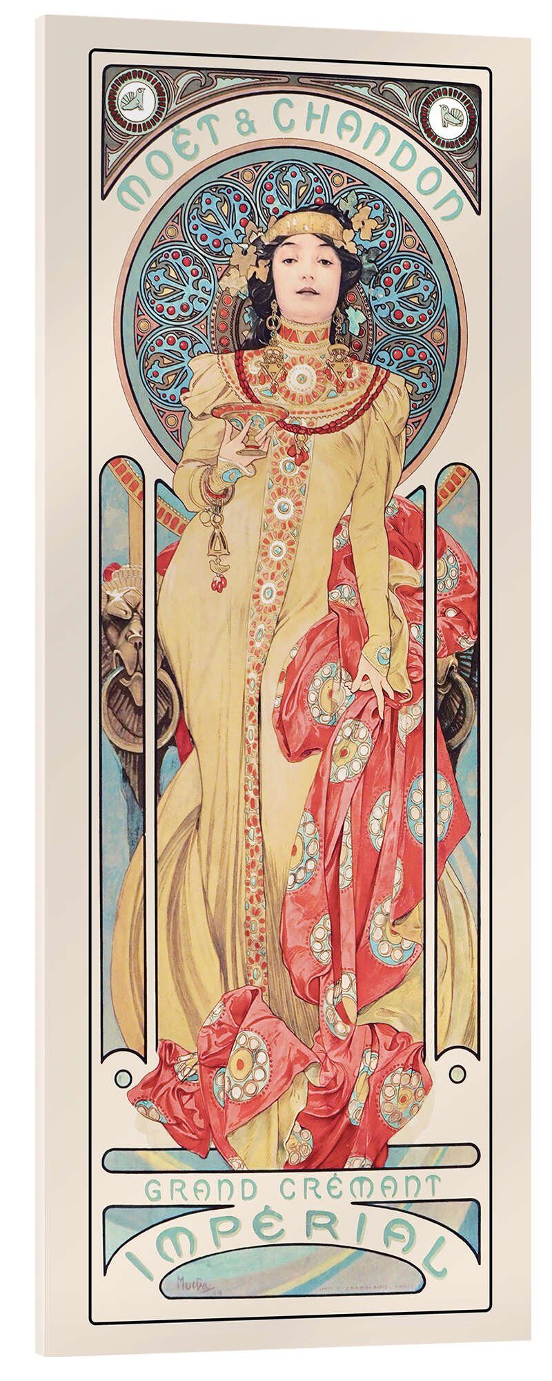 Posterlounge Acrylglasbild Alfons Mucha, Moët & Chandon, Grand Crémant Impérial, Wohnzimmer Vintage Malerei