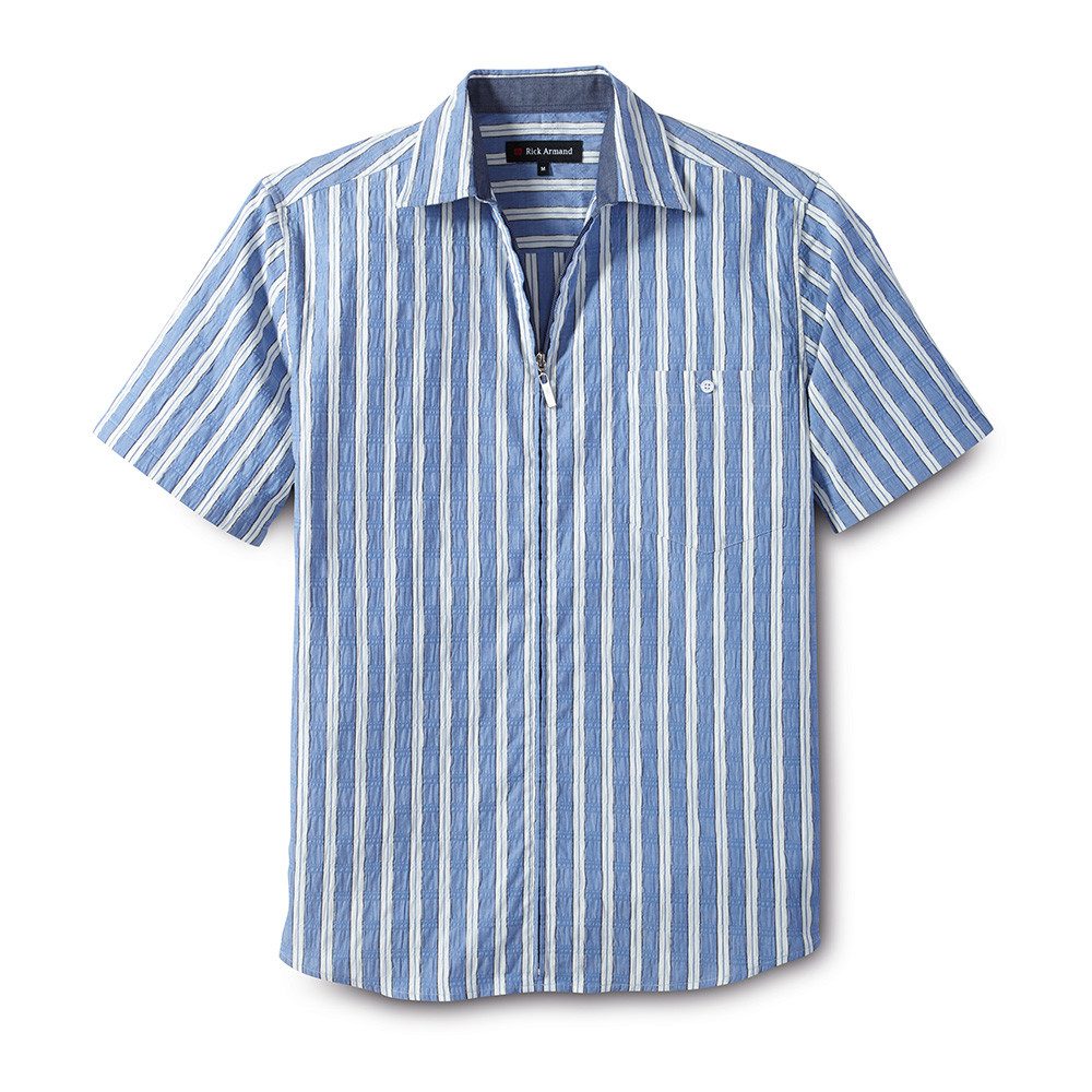 Rick Armand Kurzarmhemd Seersuckerhemd mit Reißverschluss – Luftig, bequem, stilvoll