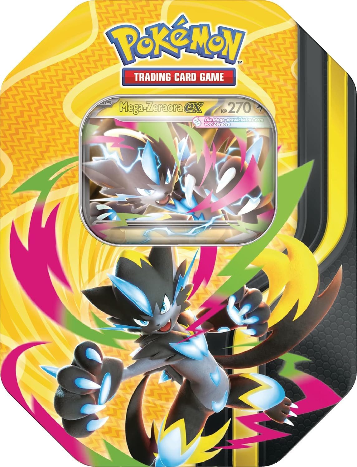 The Pokémon Company International Spiel Pokémon Mega-Zeraora eX Tin Box – 4 Boosterpacks