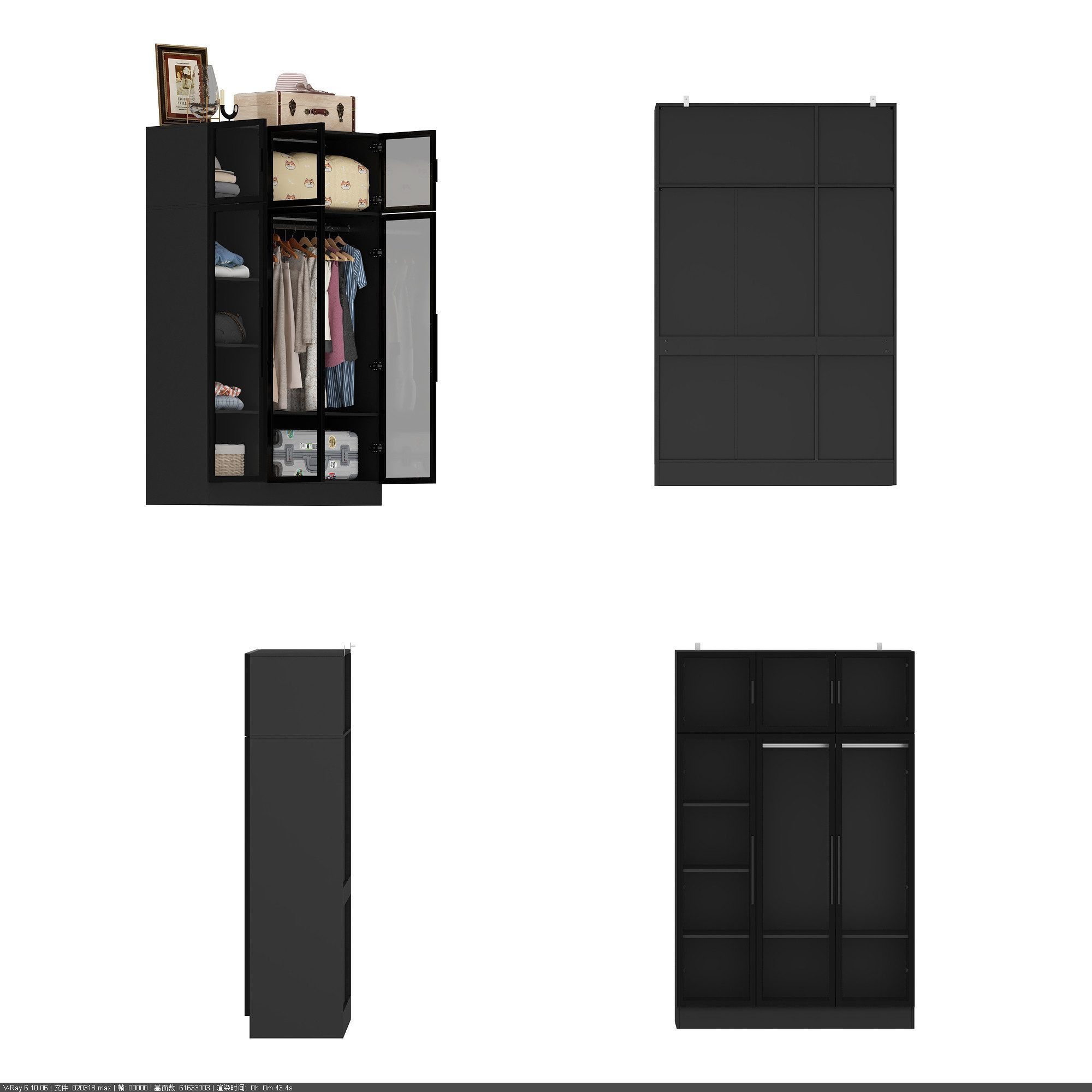 FUFU&GAGA Kleiderschrank mit Glastüren und Beleuchtung 190 cm