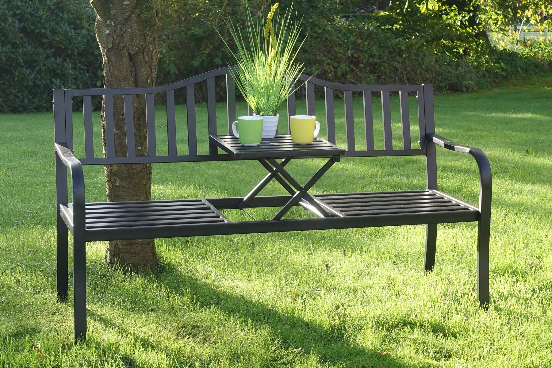 dynamic24 Gartenbank, 2in1 Metallbank + Klapptisch günstig online kaufen