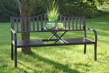 dynamic24 Gartenbank, 2in1 Metallbank + Klapptisch Bank Parkbank Sitzbank Tisch Terrasse