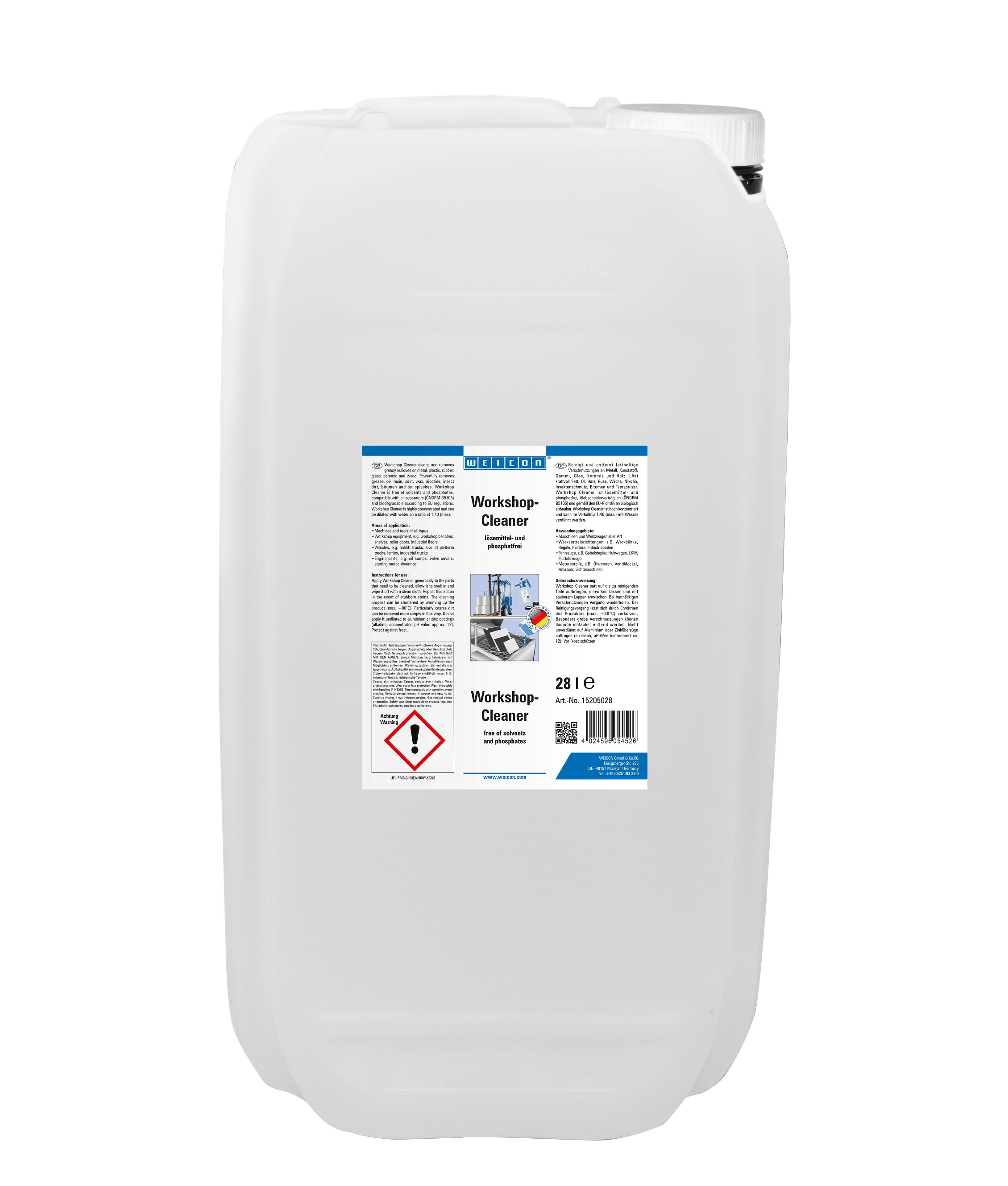 WEICON Workshop Cleaner, lösemittelfreier Universalreiniger, blau Flüssigreiniger (Kanister, [- lösemittelfrei, ölabscheideverträglich, biologisch abbaubar)