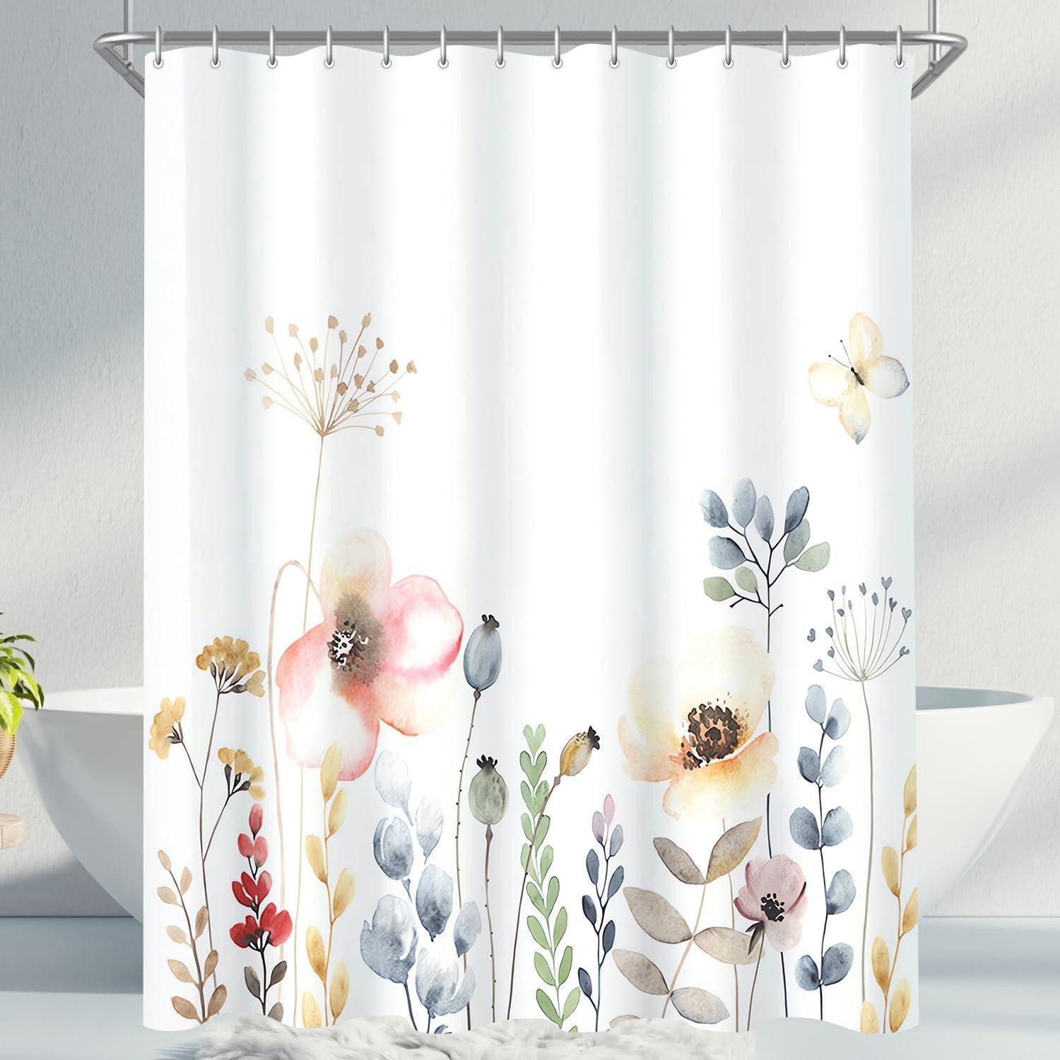 LuxusKollektion Duschvorhang Duschvorhang Blumen 100x180cm Textil Antischimmel Wasserabweisend