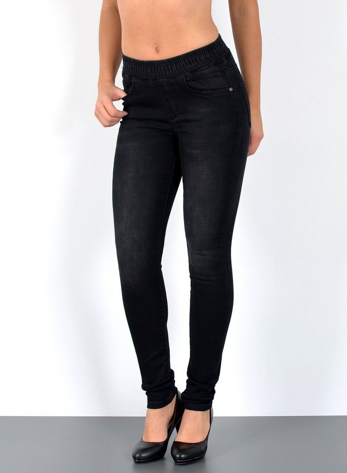 ESRA Stretch-Jeans J440 Damen High Waist Skinny Jeans, elastischer  Gummibund, elastischer Gummizug, Enge Röhrenjeans Hoch Bund mit  Stretch-Anteil, bis Übergröße / Plussize Größe