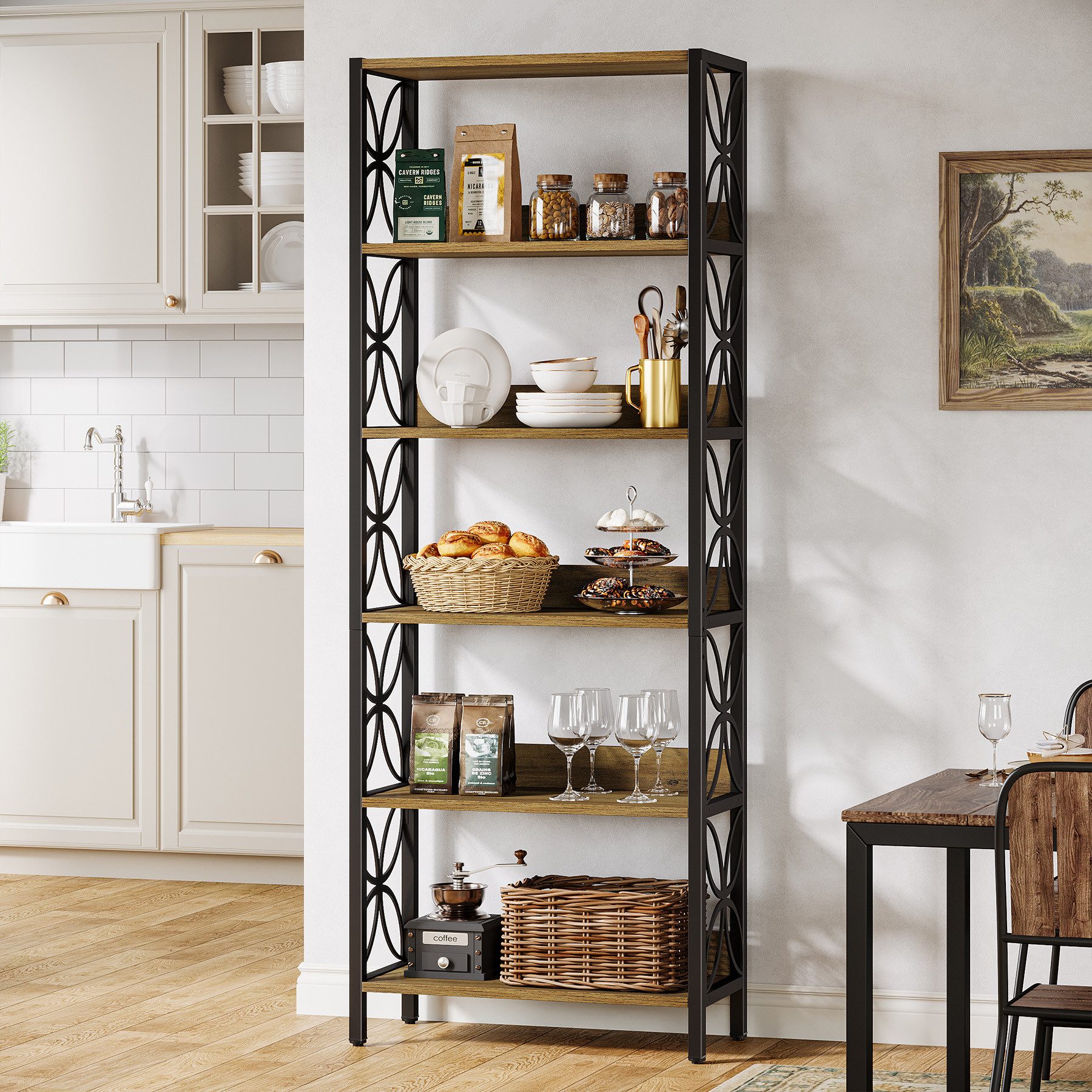 Tribesigns Bücherregal Regal mit 6 Ebenen, 180 cm, industrieller Metallrahmen