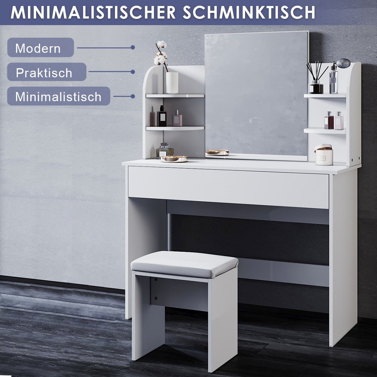 SONNI Schminktisch Frisiertisch Kosmetiktisch mit Hocker günstig online kaufen