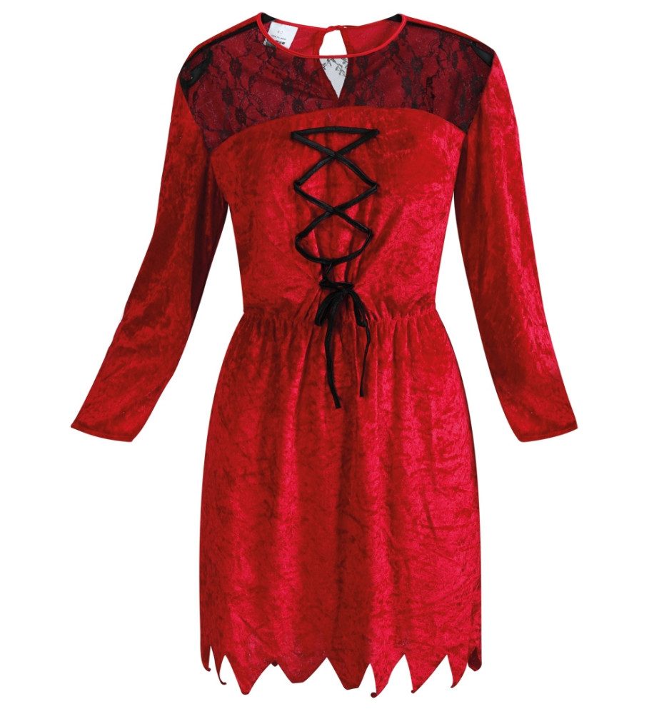 Fries Teufel-Kostüm Teufelin Satansbraten Kleid Rot Halloween Karneval Fasc günstig online kaufen
