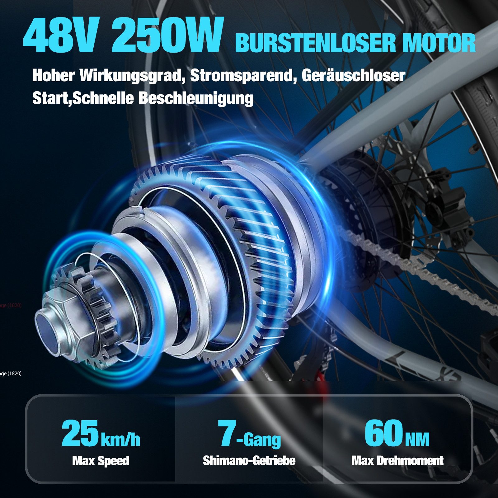 KOOLUX E-Bike Elektrofahrrad für Damen/Herren Reichweite 65-90 km elektro-cityrad, Heckmotor, 720 Wh, 27,5" Elektrofahrrad 7-Gang Shimano 48V15AH Herausnehmbare Batterie